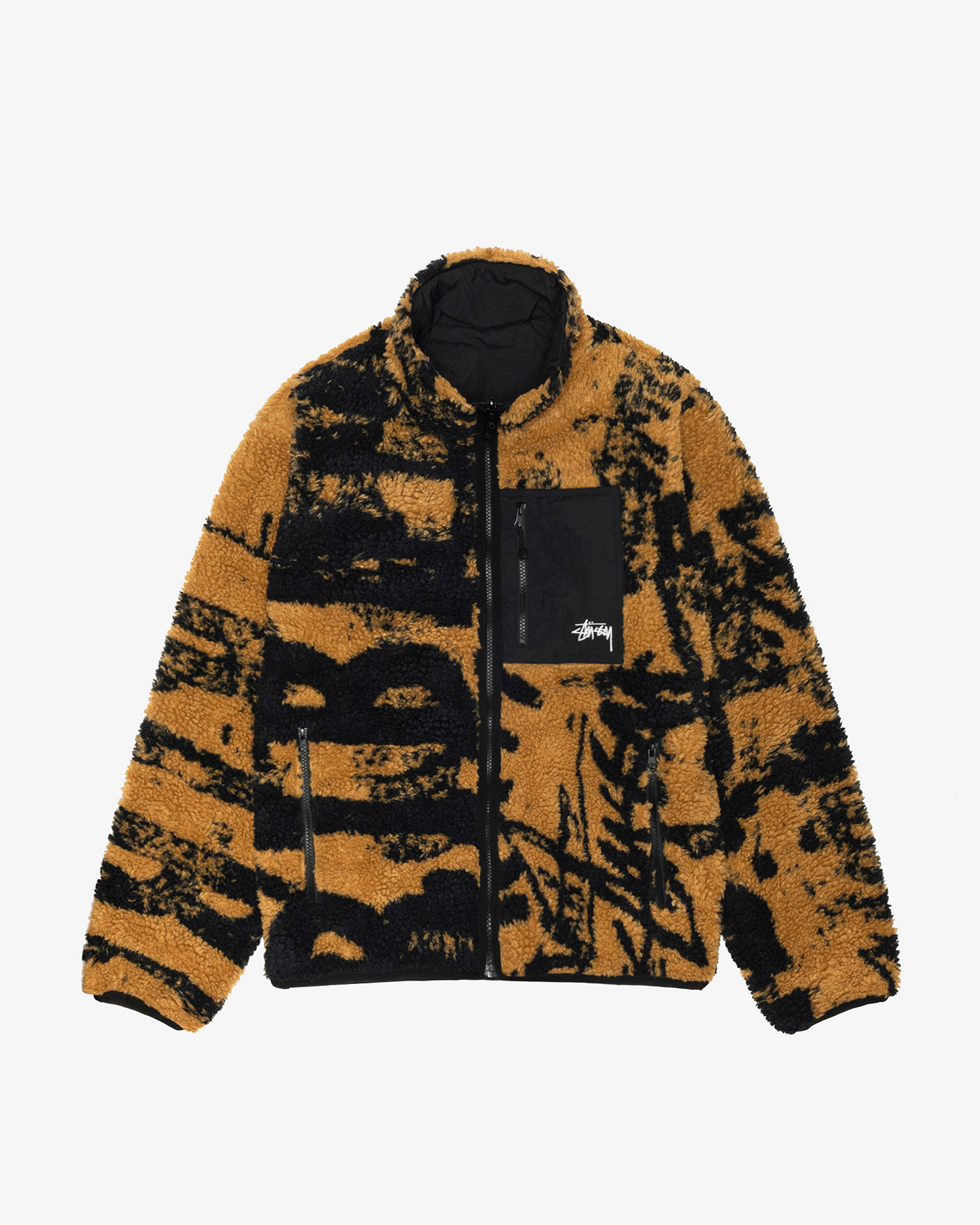 Stüssy - Men's Sherpa Reversible Jacket Stamp - (Yellow) | Dover