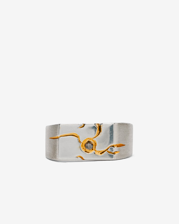 Joule Project - Silver Diamond Signet Ring - (Silver/Gold)