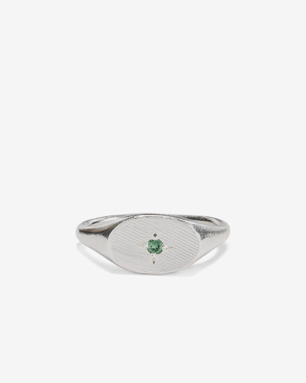 Seb Brown - Simple Oval Ring Green - (Sterling Silver)