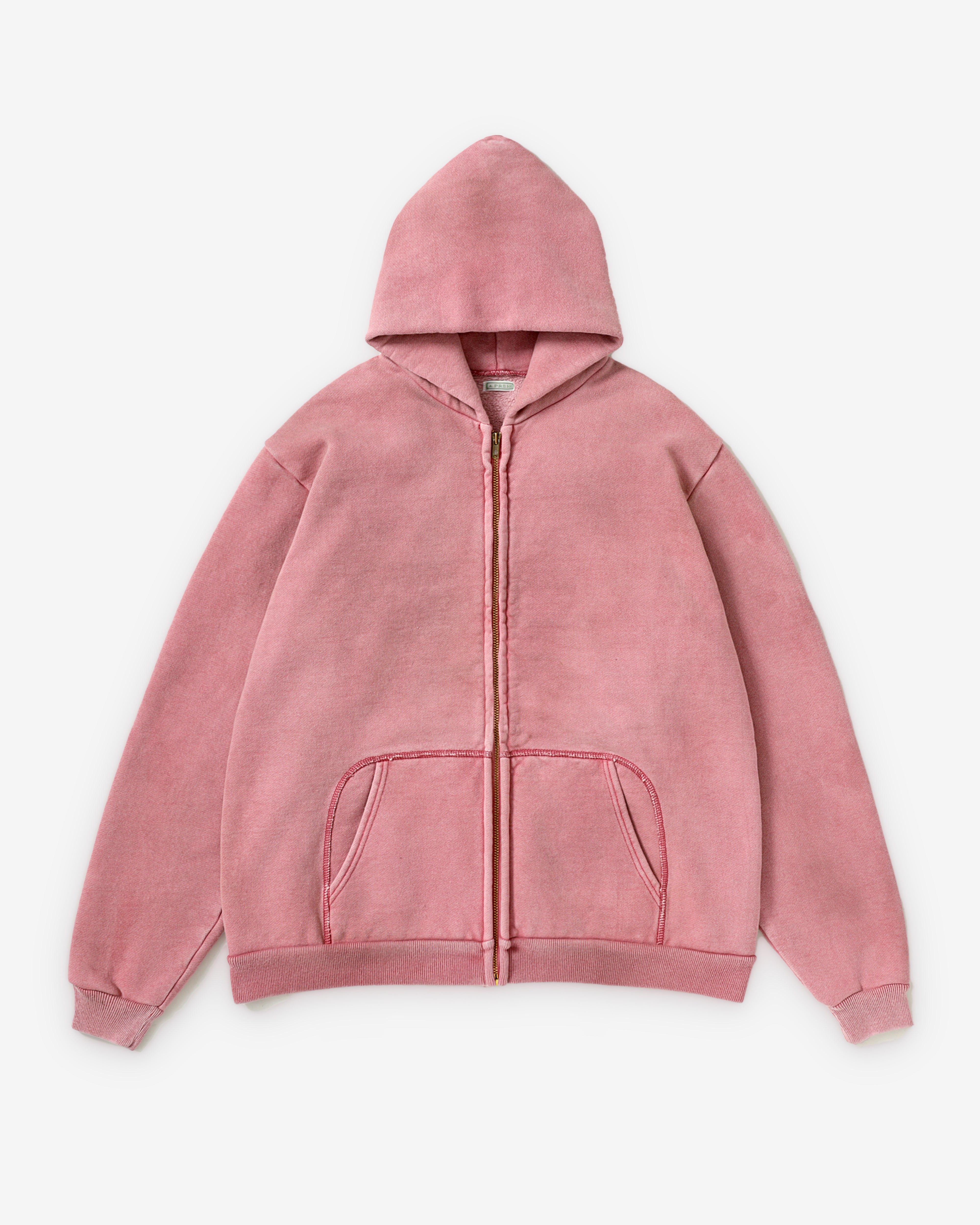 A.Presse: Men's Vintage Zip Sweat Hoodie (Pink) | Dover Street