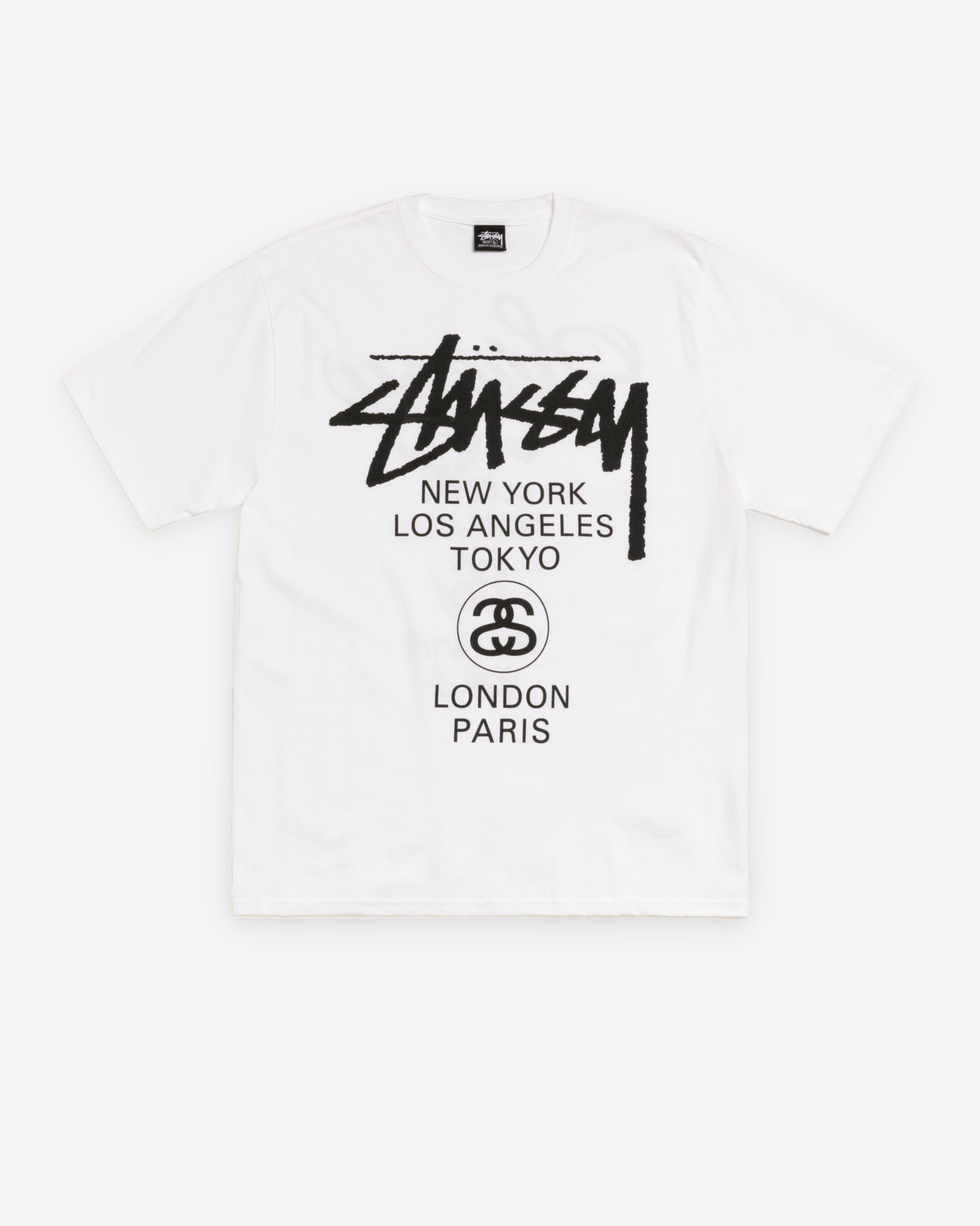 激レア OLD STUSSY『WORLD TOUR』ポロシャツ ワールドツア90 Stüssy: World Tour T-Shirt (White) | Dover Street Market London