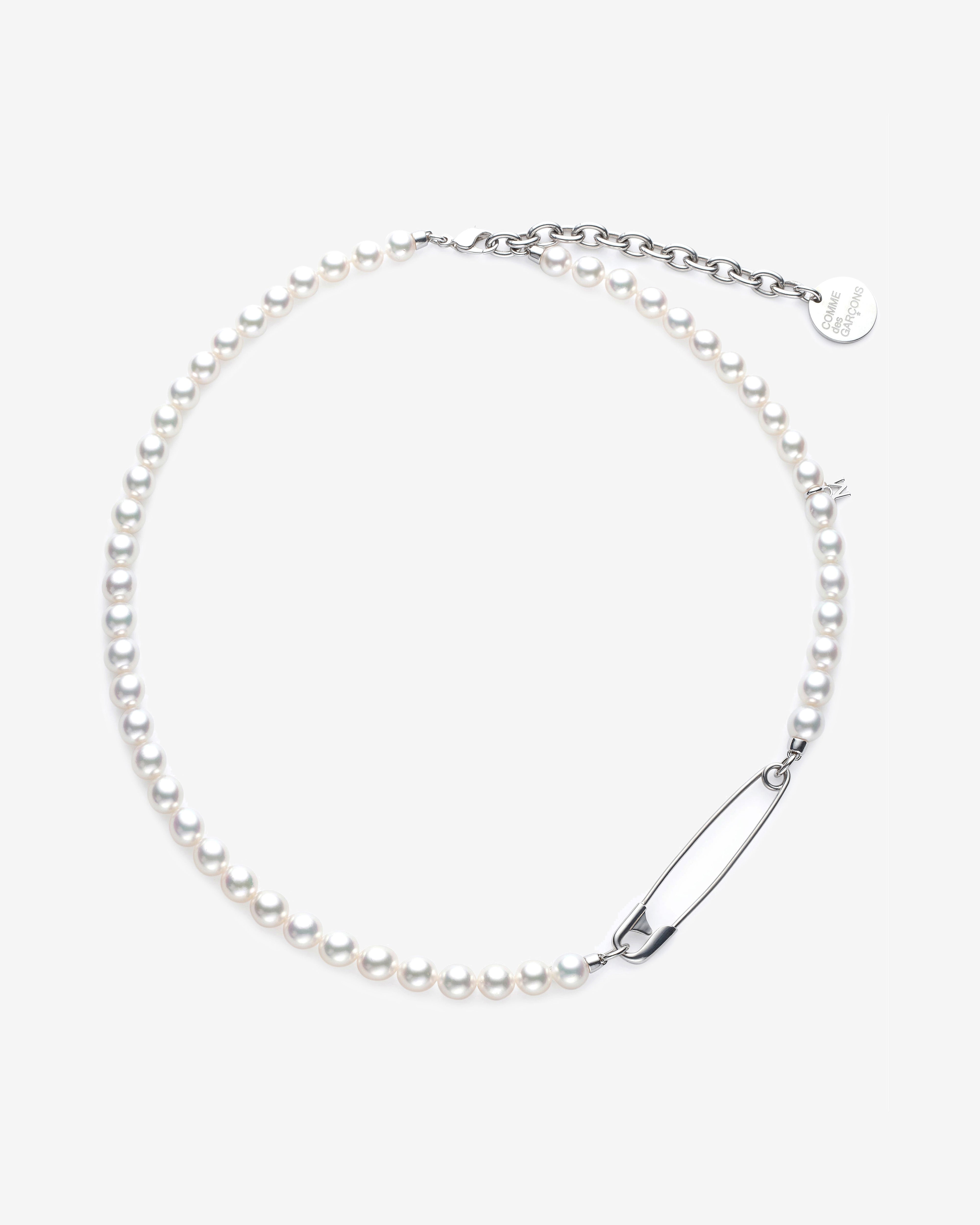 Comme des Garçons: Mikimoto Safety Pin Necklace (Silver) | Dover
