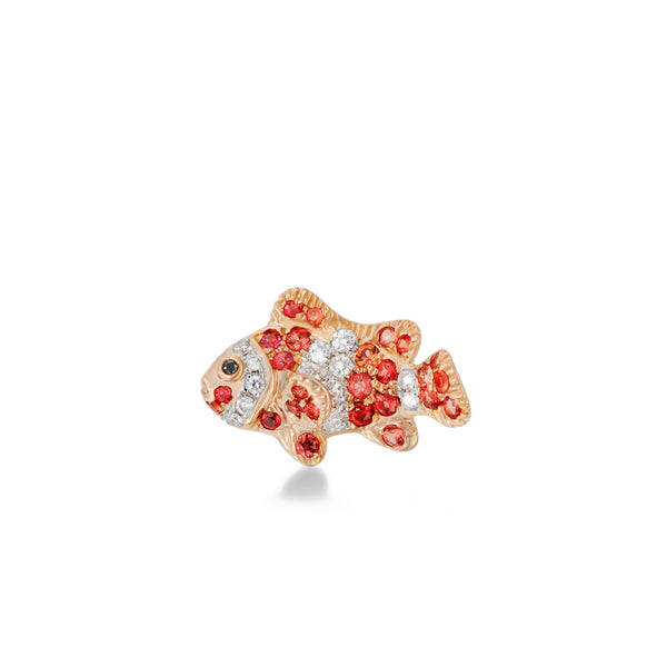 Mio Harutaka - Small Fish Earring with Orange Sapphires