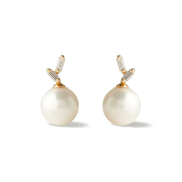 Suzanne Kalan - Pearl & Diamond Earrings - (Yellow Gold)