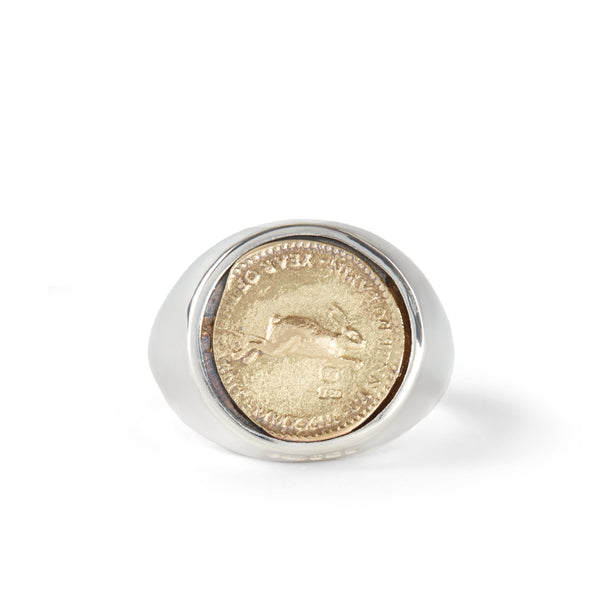 Bunney - DSM Exclusive Year of the Rabbit Coin Signet Ring - (Silver/Gold)