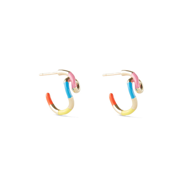Bea Bongiasca - Wow Mini Snake Earrings - (Pink/Yellow)