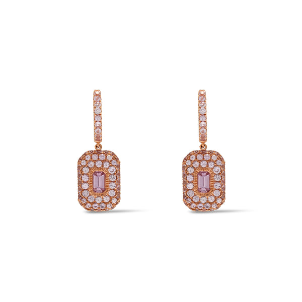 Shay - Women’s Pink Sapphire Drop Earrings - (Rose Gold)
