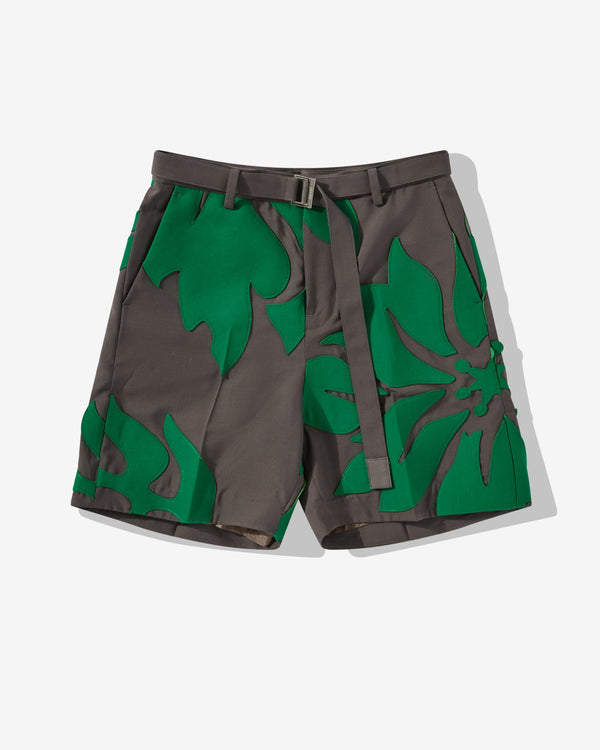sacai - Men's Floral Patch Shorts - (Grey/Green)