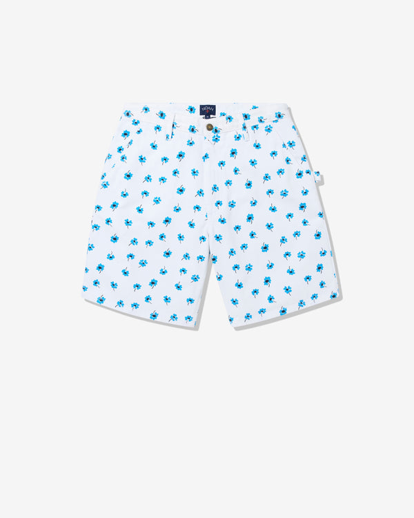 Noah - Men's Floral Painter Shorts - (White/Blue)