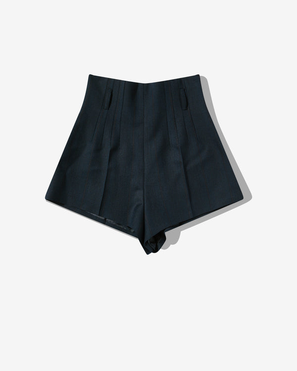 Prada - Women's High Rise Wool and Mohair Shorts - (Navy)