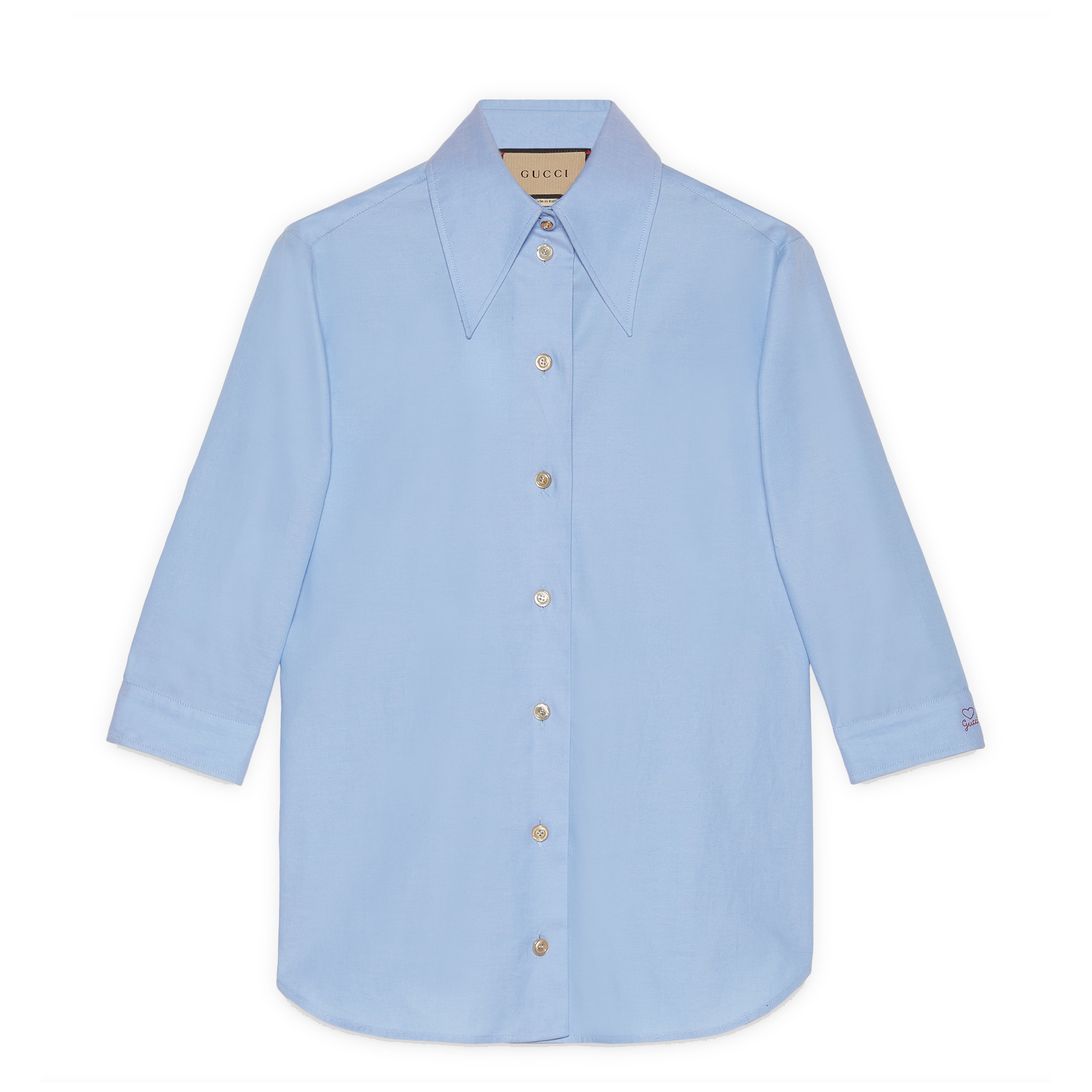 Gucci - Women’s Oxford Cotton Shirt With Gucci Heart Embroidery - (Light  Blue)