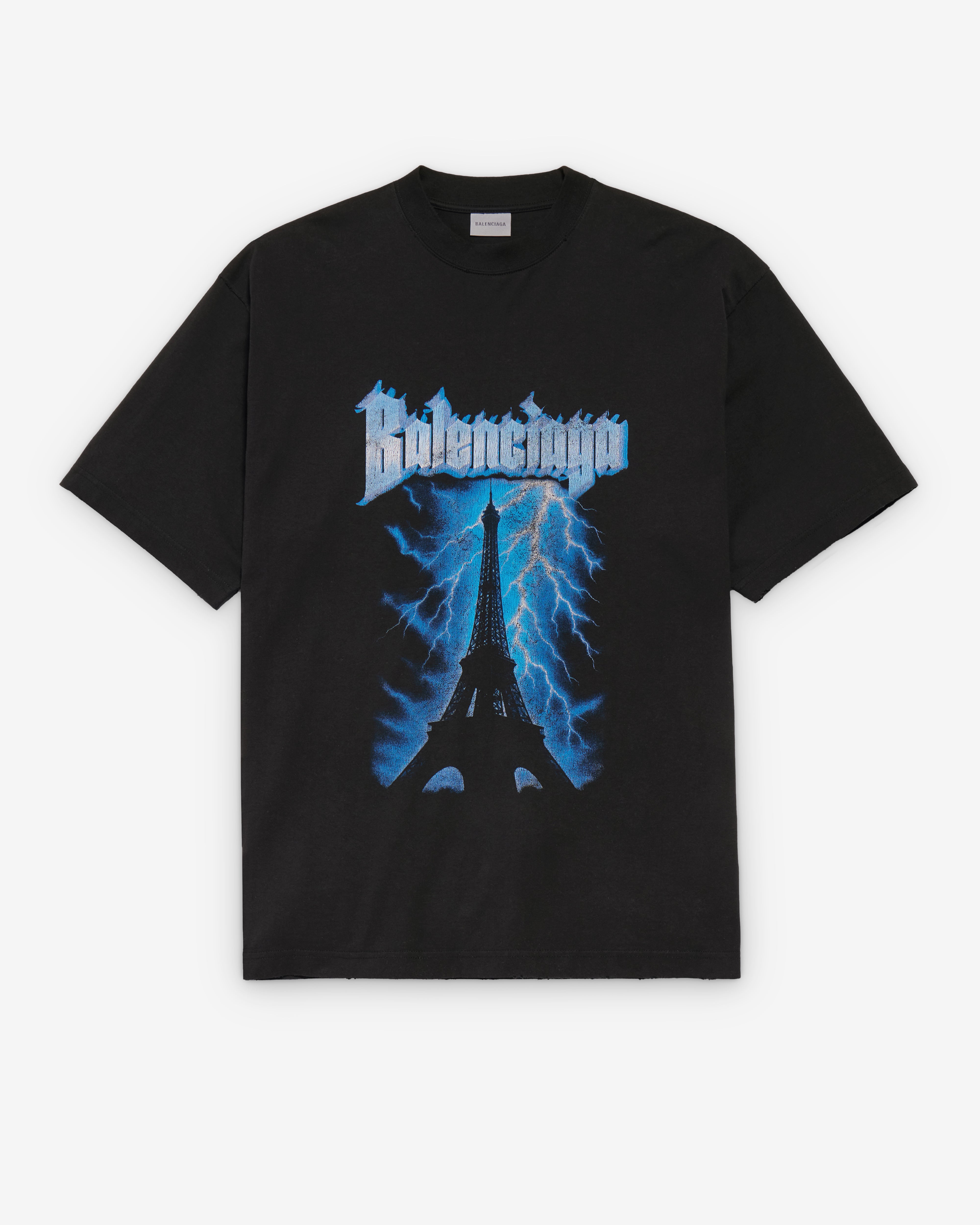 Balenciaga : Men's Paris Thunderstorm Oversized T-Shirt (Black