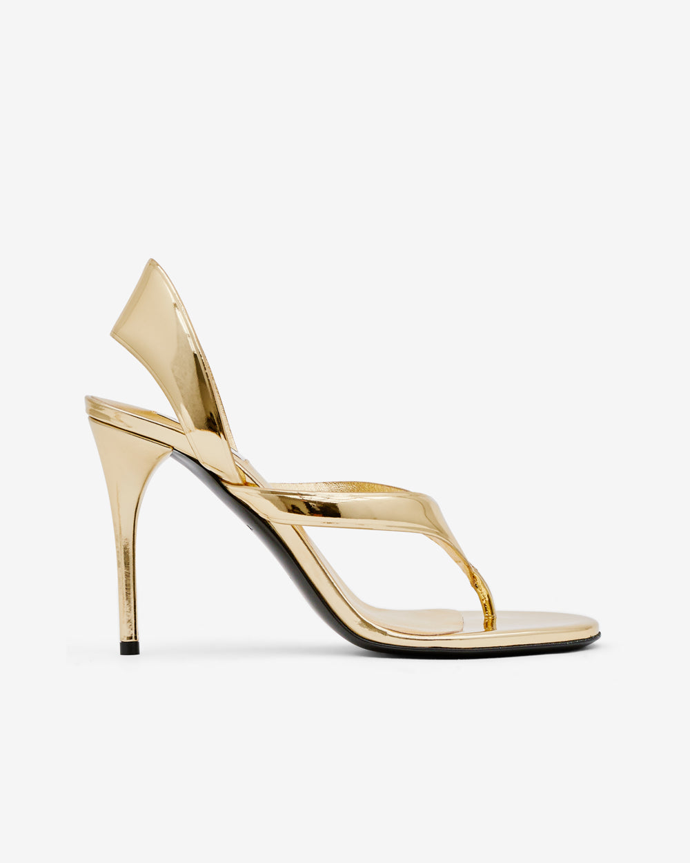 ALAÏA: Women's Infradito Sandals In Laminated Leather (Gold