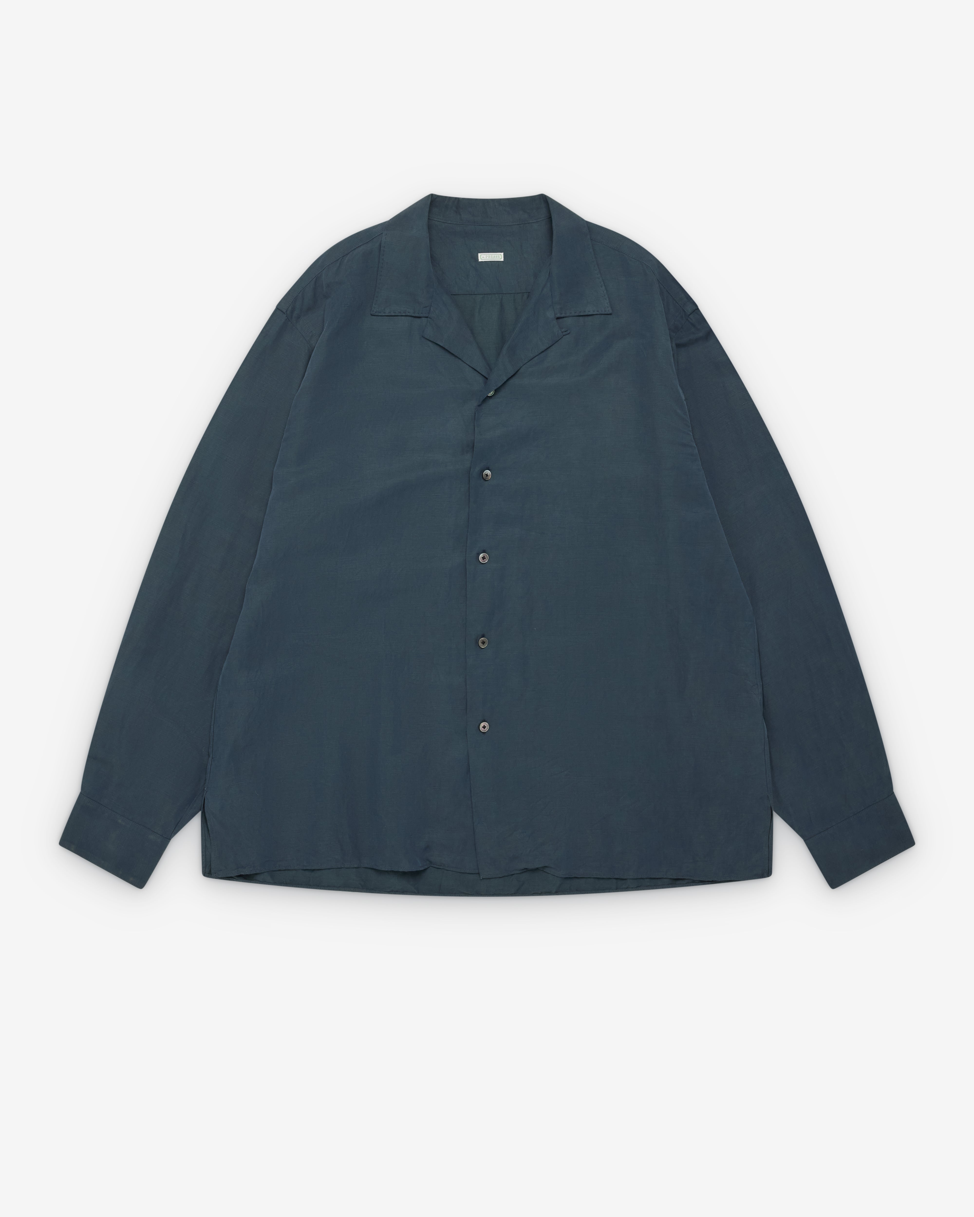 A.Presse: Men's Vintage Open Collar Shirt (Navy) | Dover Street