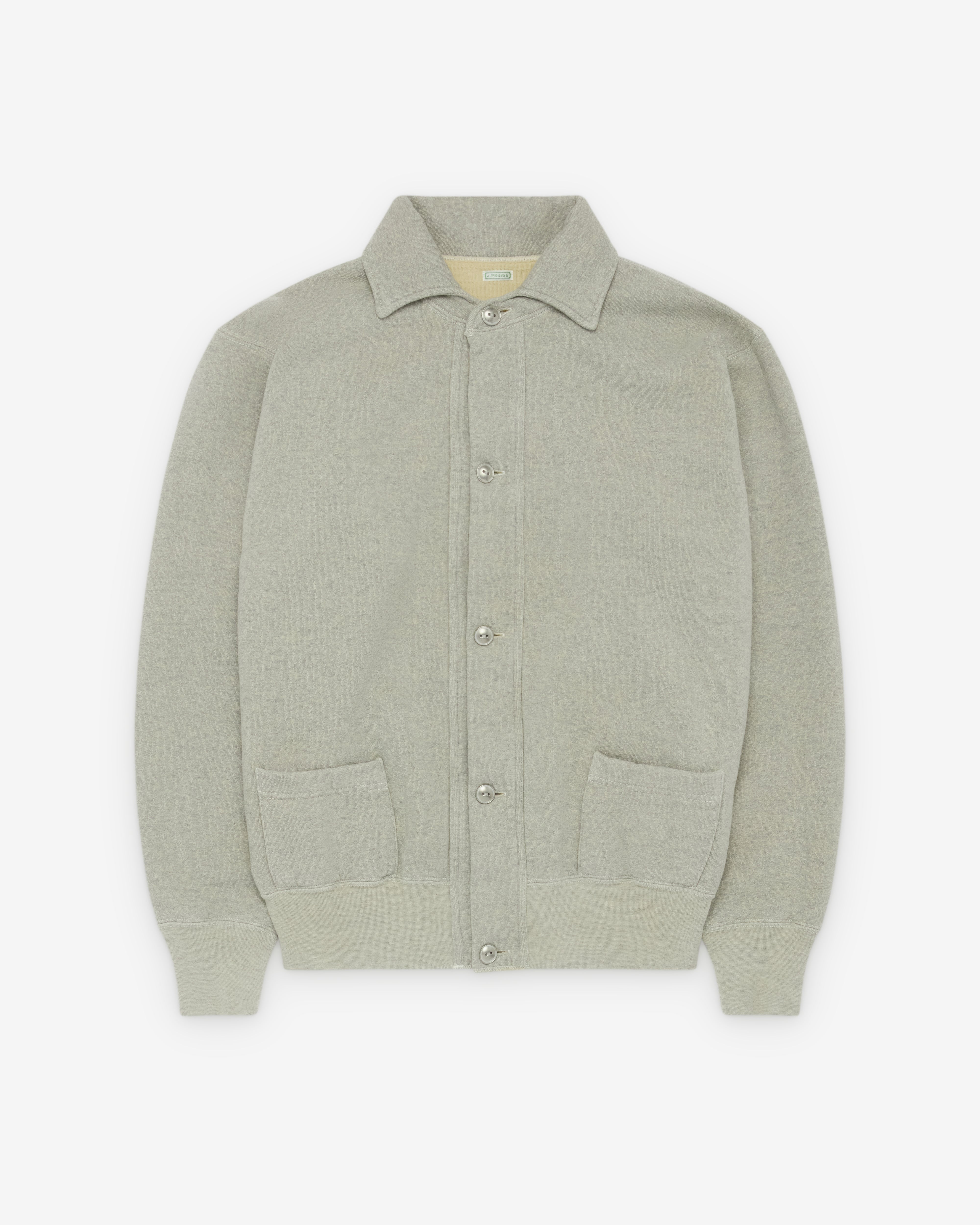 A.Presse: Men's Vintage Sweat Cardigan (Gray) | Dover Street