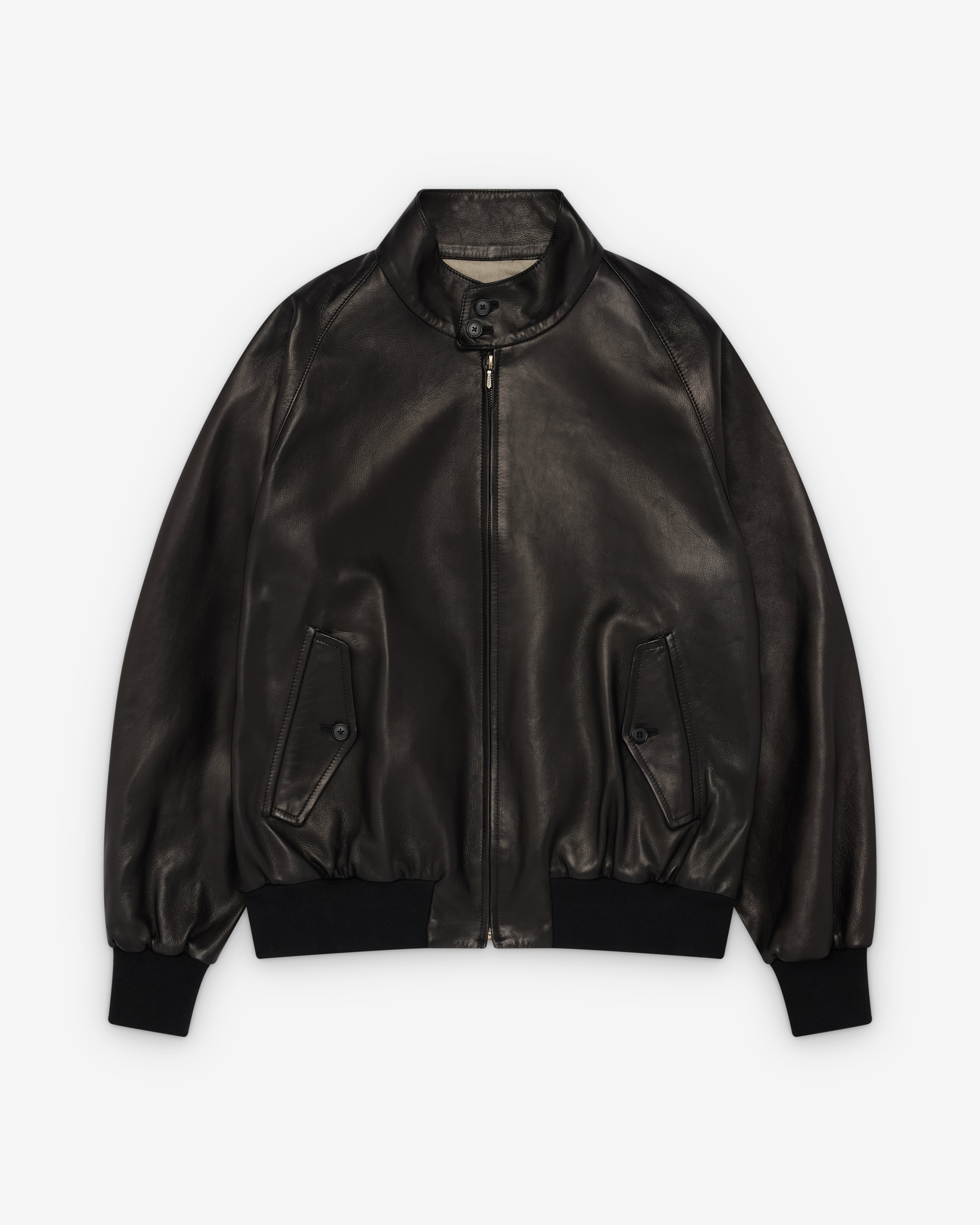 A.Presse: Men's Leather Harrington Jacket (Black) | Dover Street
