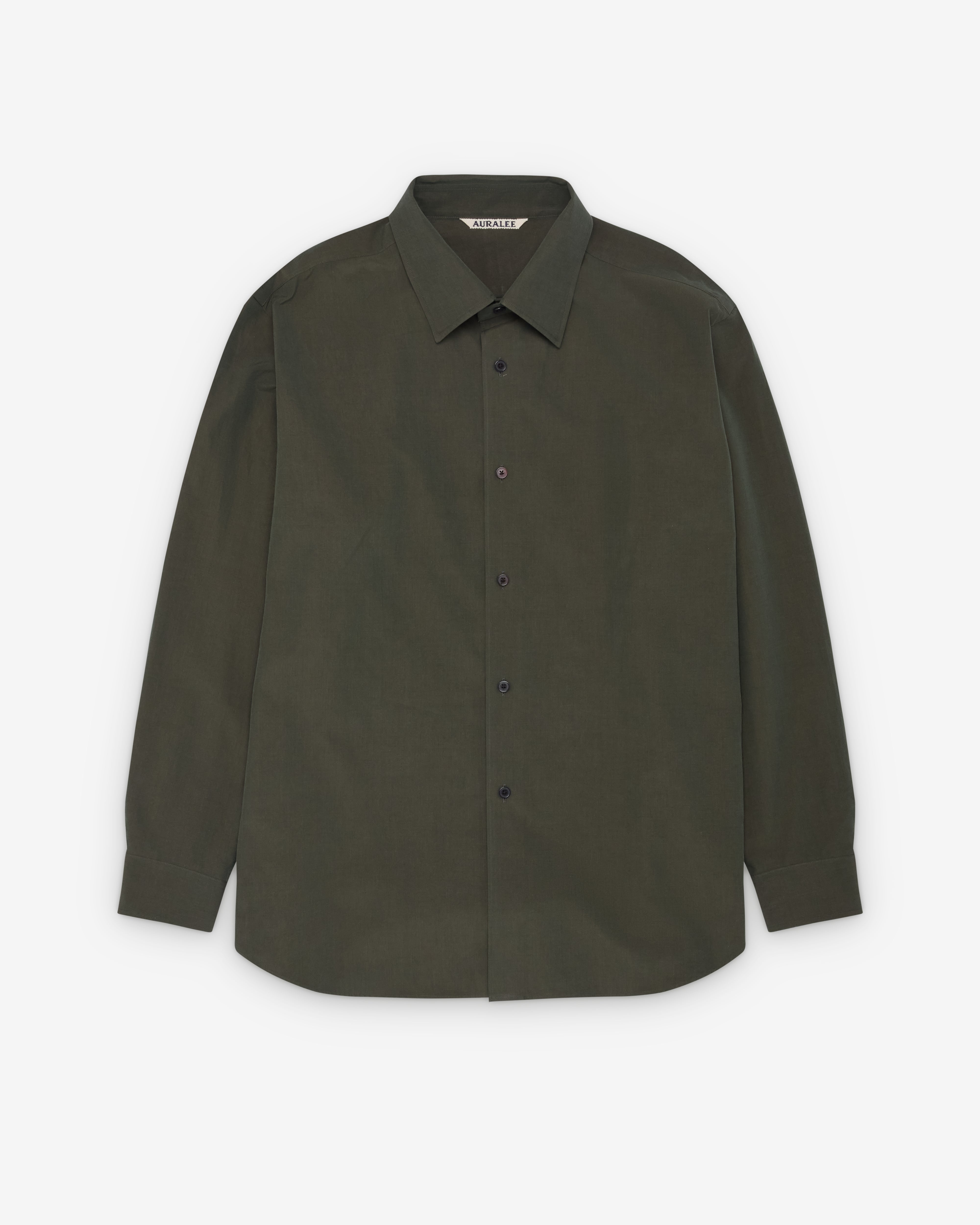 Auralee: Men's Washed Finx Weather Chambray Shirt (Dark Olive