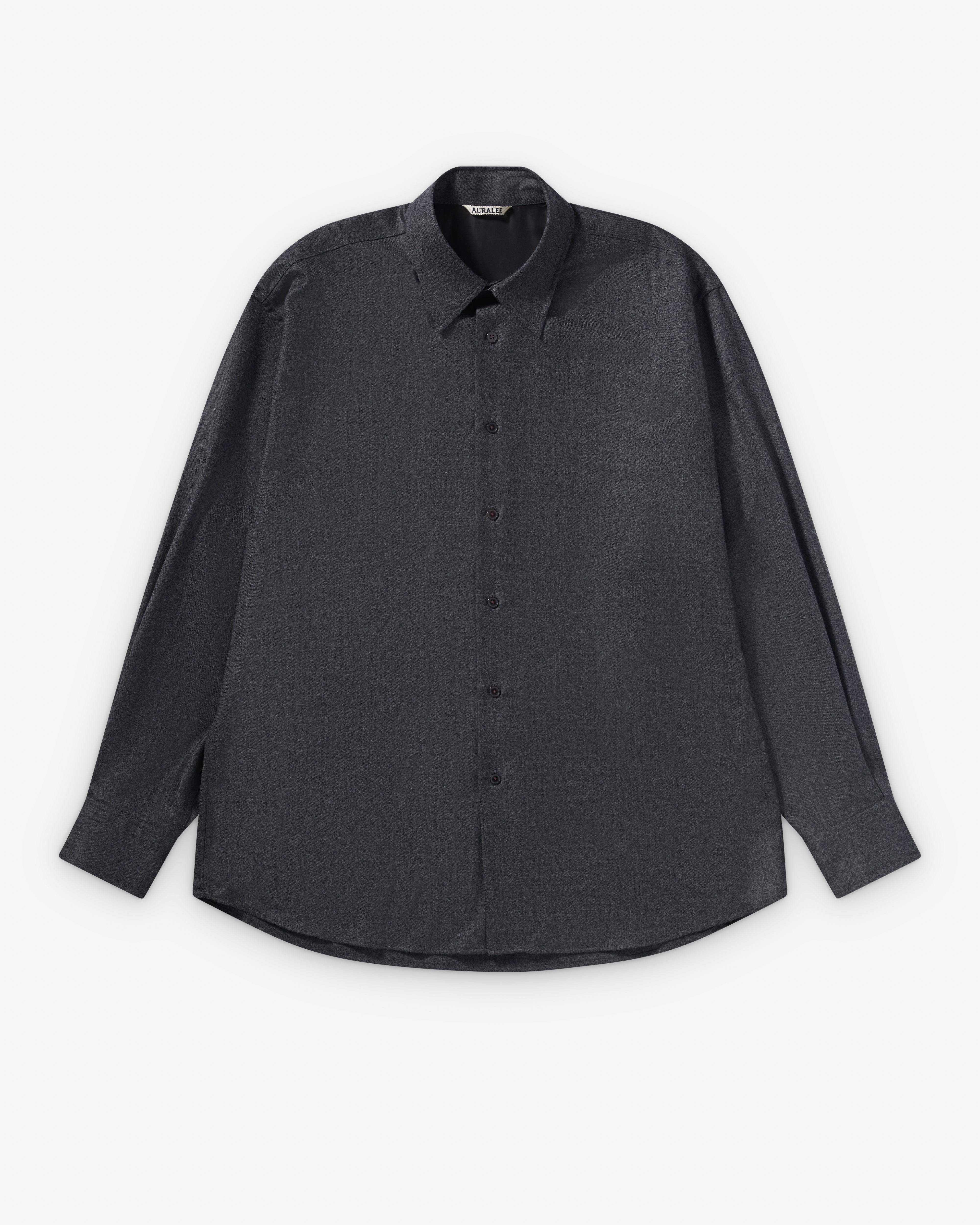 Auralee: Men's Super Light Wool Shirt (Top Charcoal) | Dover