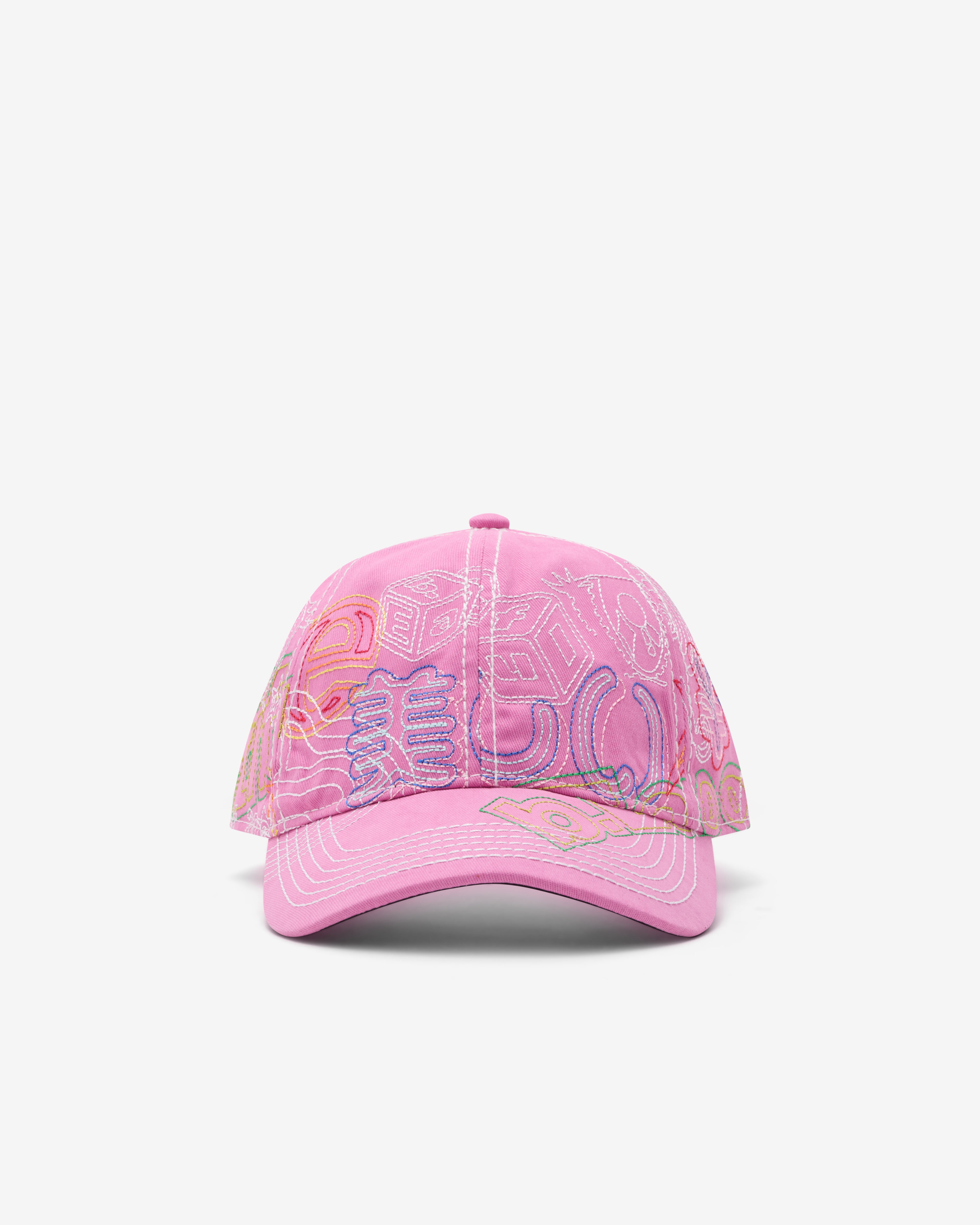 B.Eautiful: Men's Stitch Mania 6 Panel Hat (Off-Pink/Multi