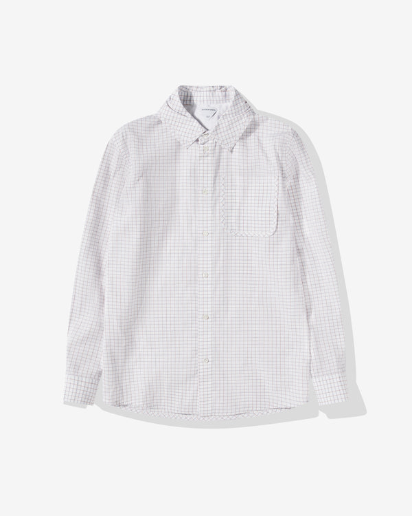 Bottega Veneta - Men's Crisp Cotton Silk Check Bandana Shirt - (White/Orange/Blue)