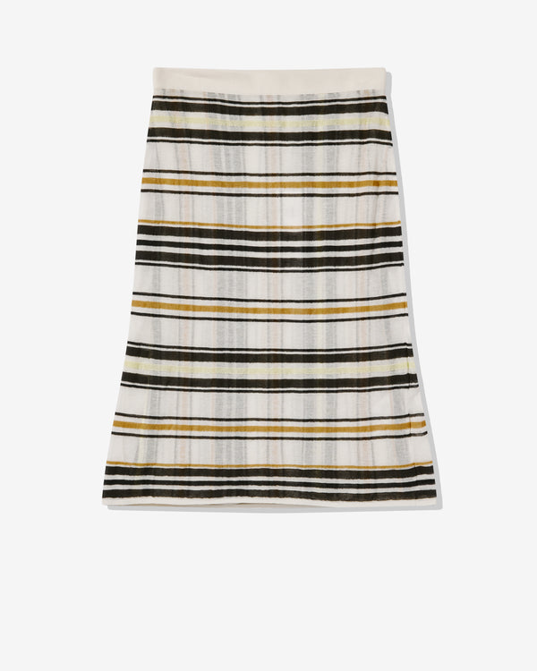 Bottega Veneta - Women's Striped Cotton Skirt - (Dove/Yellow/Nude)