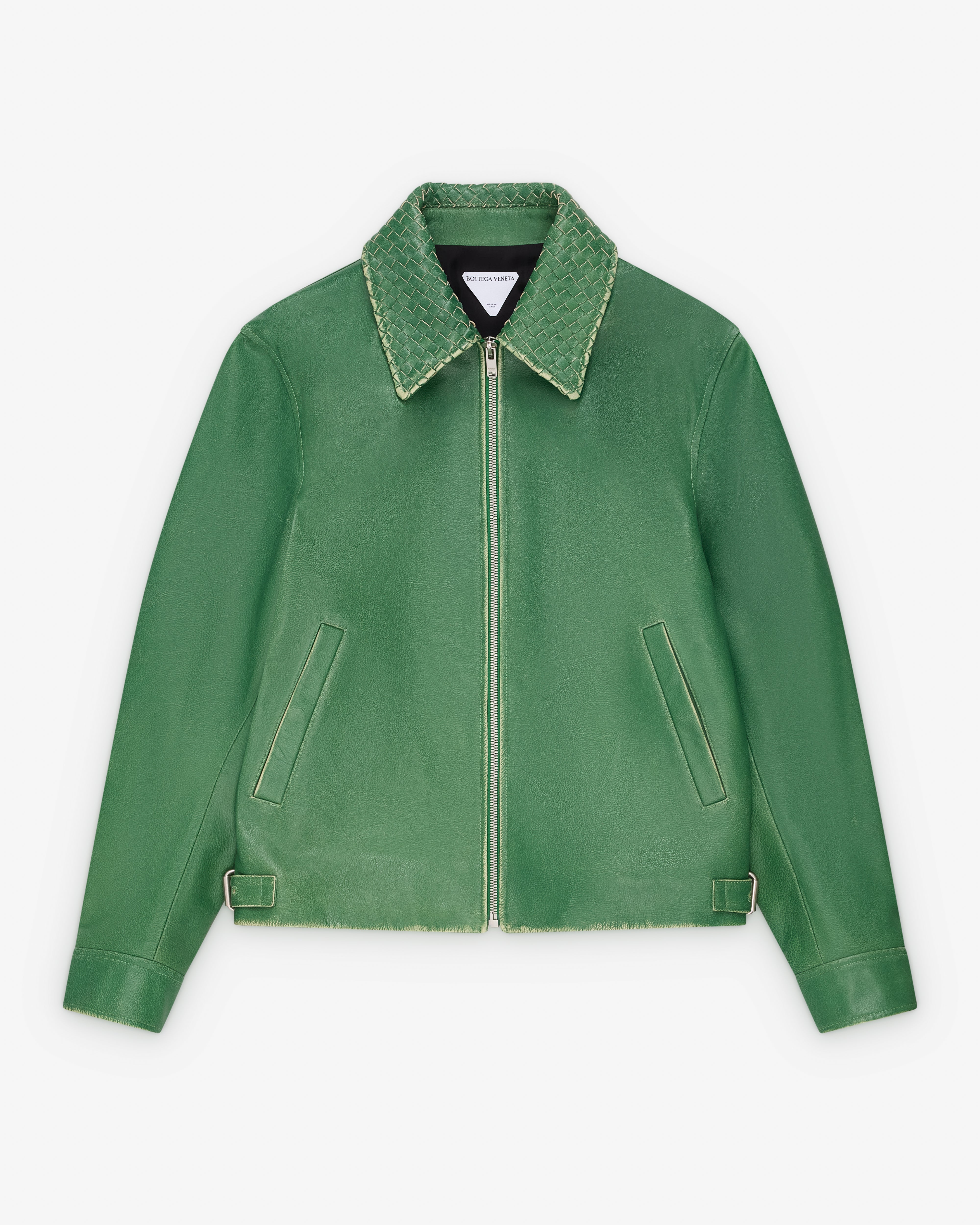 Bottega Veneta : Men's Weathered Leather Jacket (Malachite