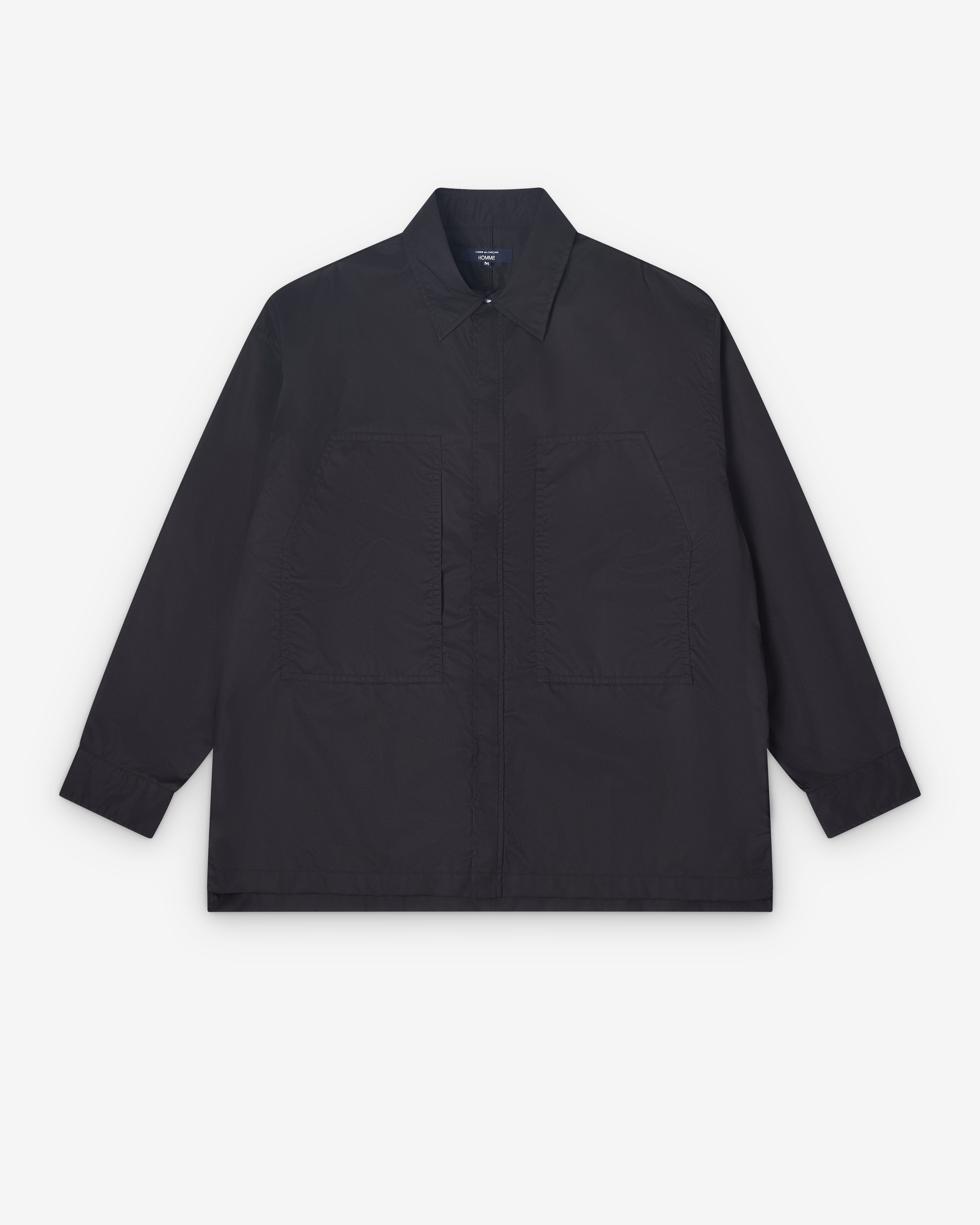 CDG Homme: Men's Technical Zip Shirt (Black) | Dover Street Market