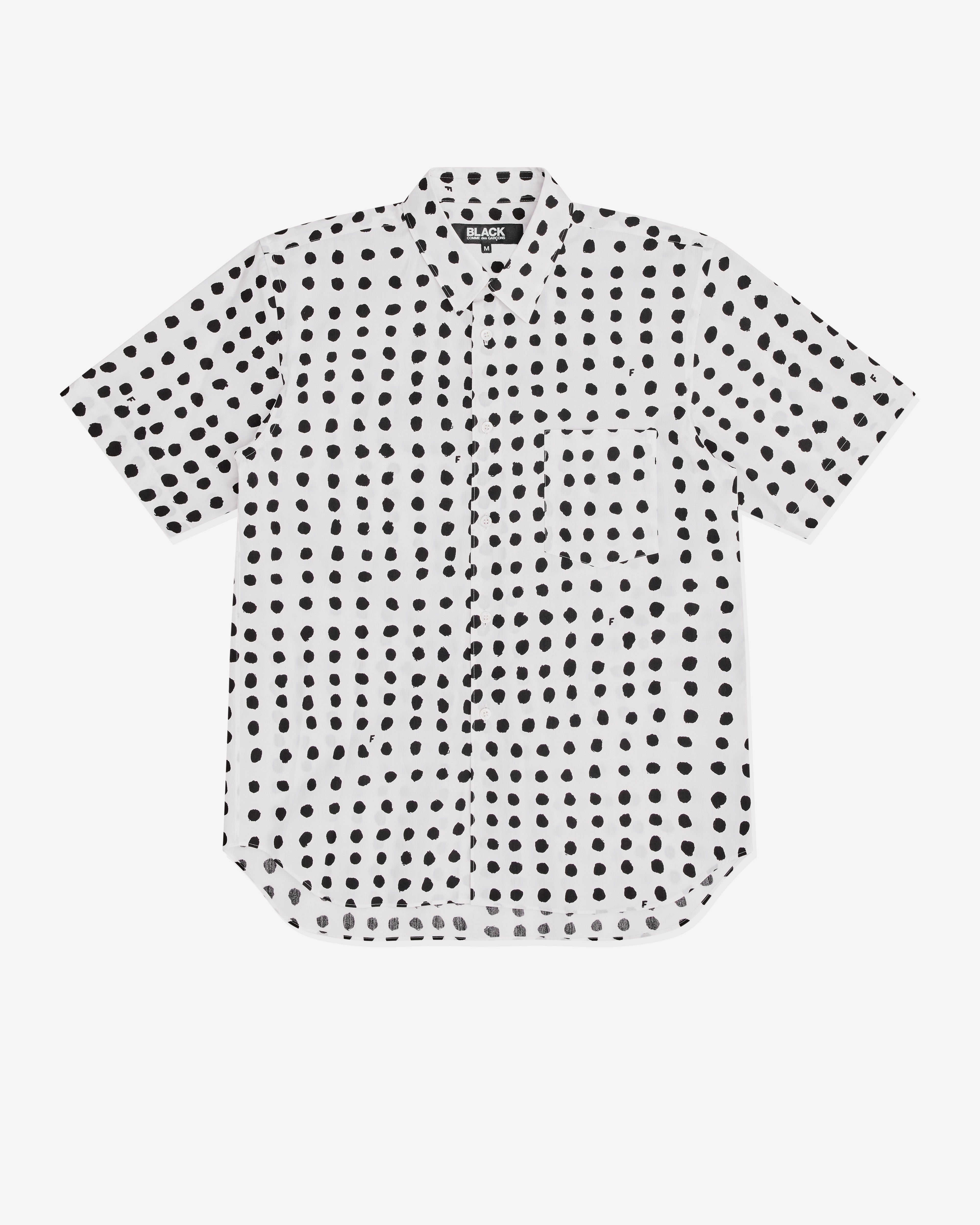 Black Comme des Garçons Filip Pagowski Polka Dot Short Sleeve Shirt  (White)