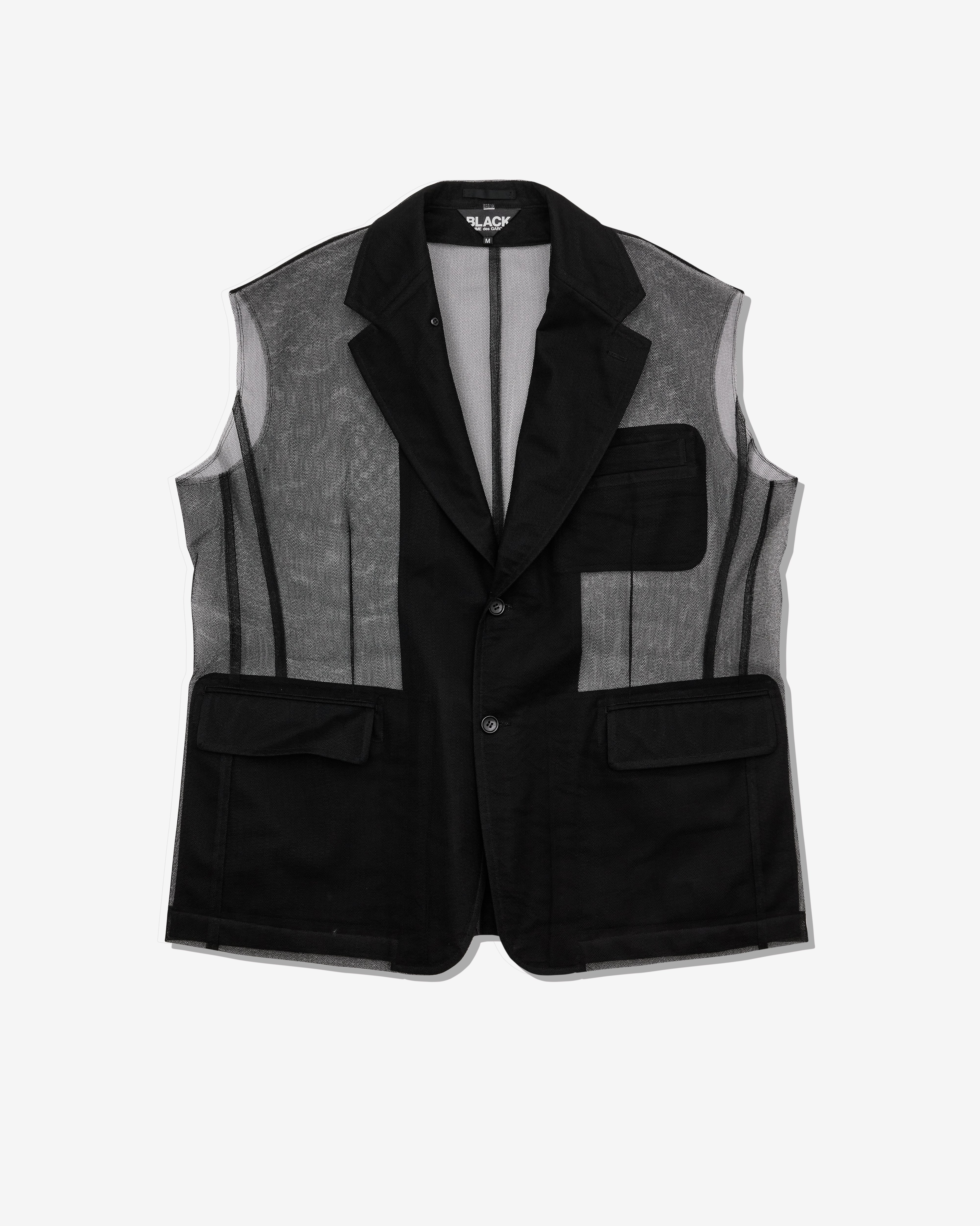 Black Comme des Garçons: Nylon Tulle Sleeveless Jacket