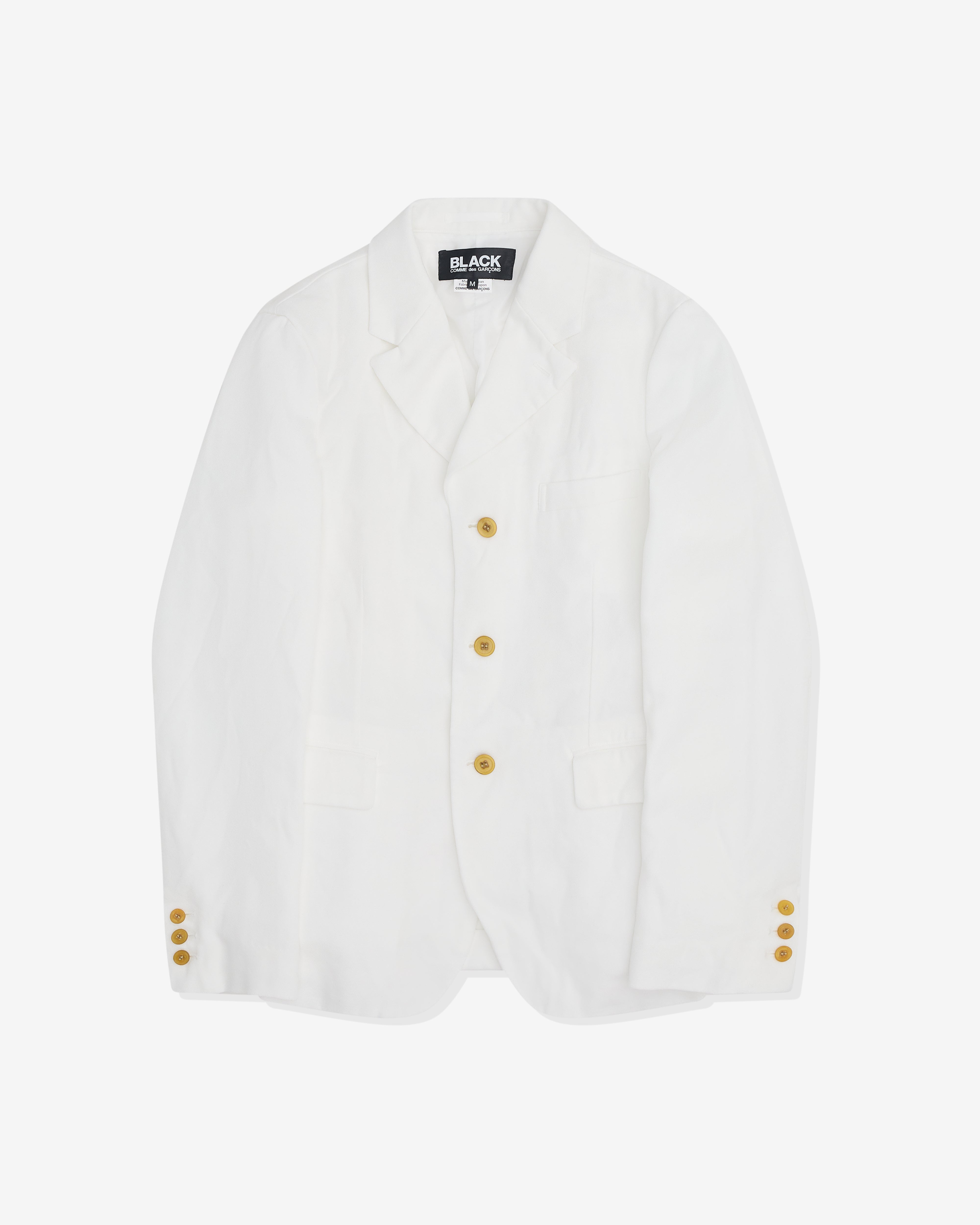 CommedesGarçons Black Comme des Garçons: Single Breasted Blazer (White) | DSML E-SHOP