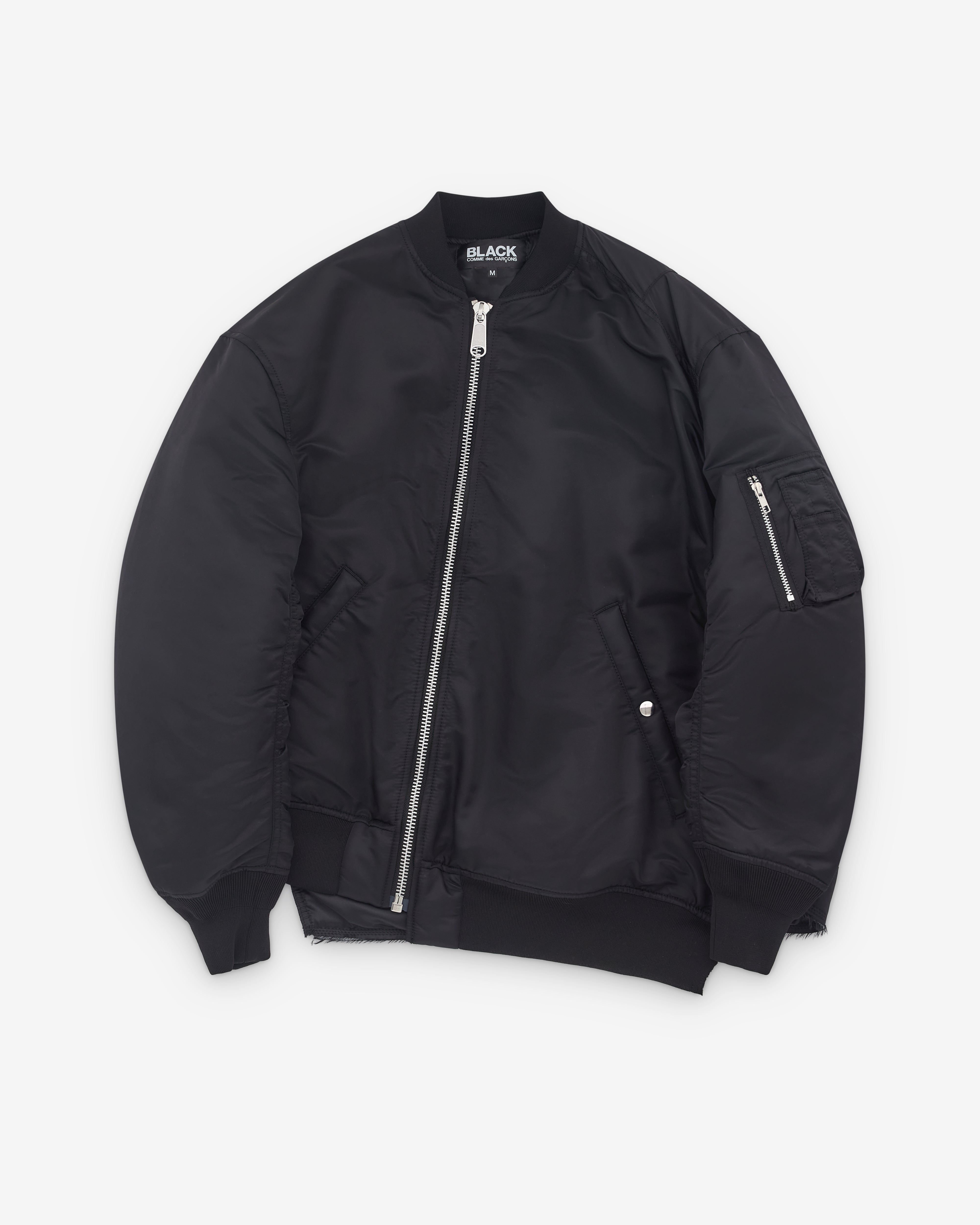 Black Comme des Garçons: Asymmetric Bomber Jacket (Black) | DSML E