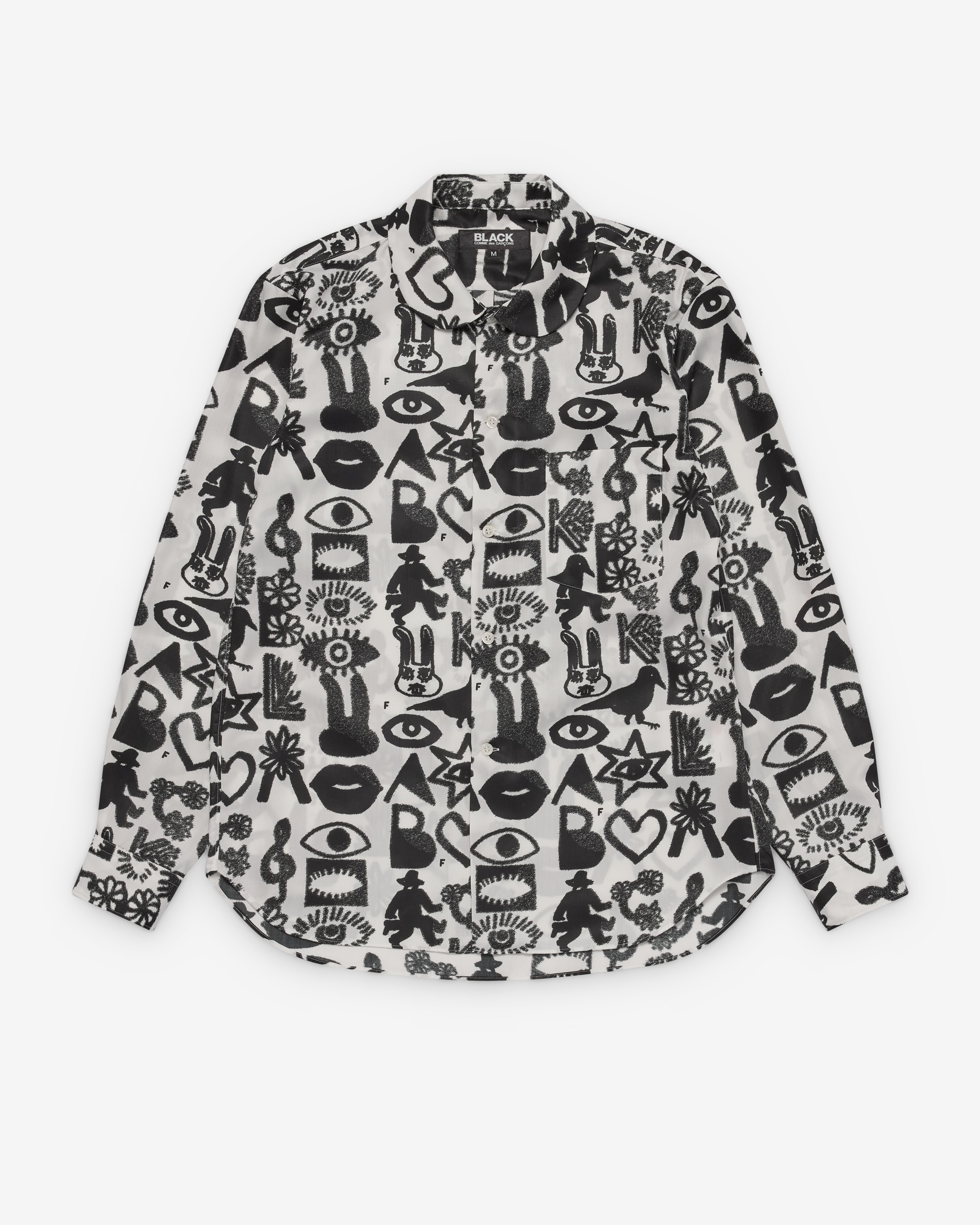 Black Comme des Garçons: Filip Pagowski Print Shirt (White/Black