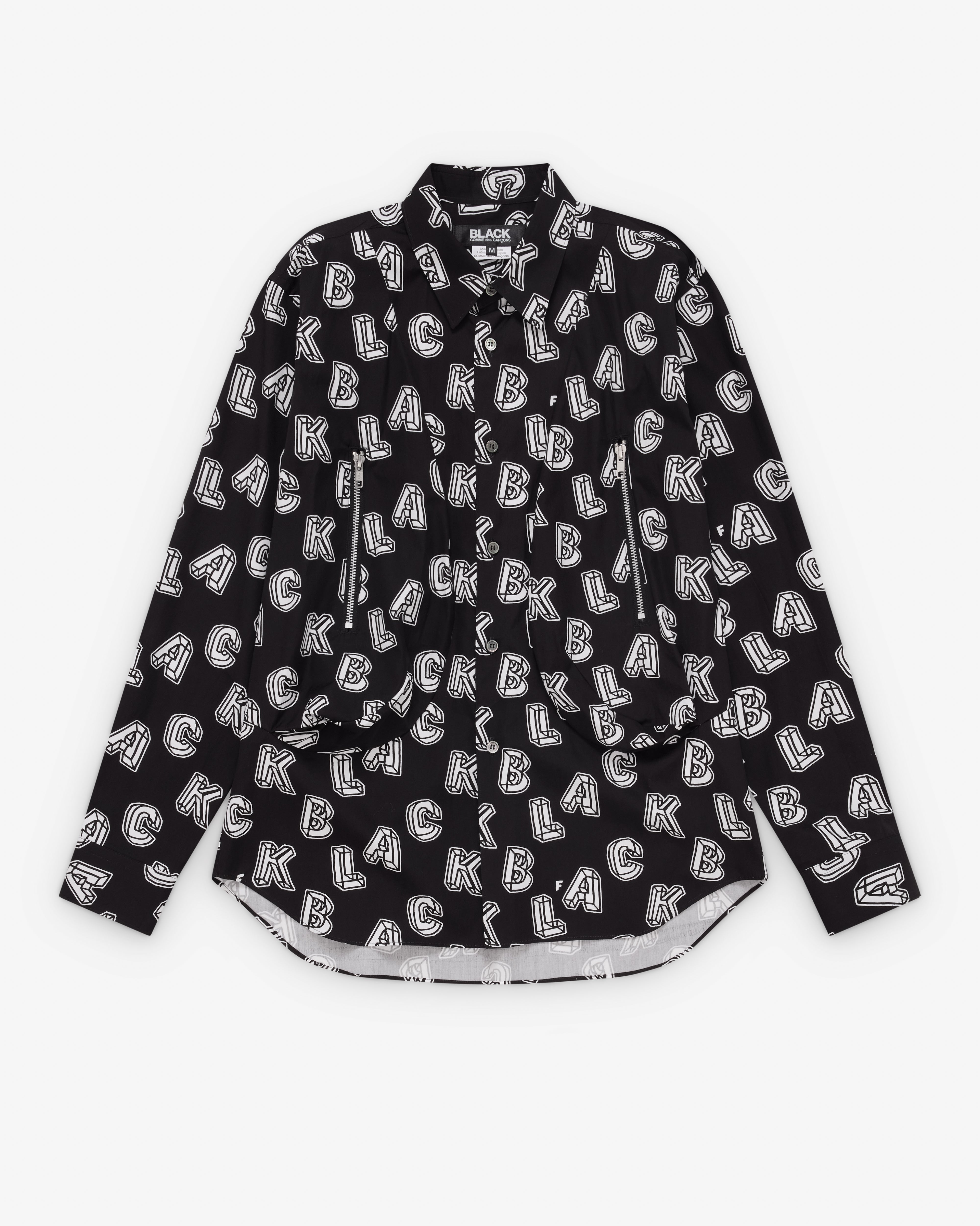 Black Comme des Garçons: Zip Pocket Shirt (Black/White) | Dover