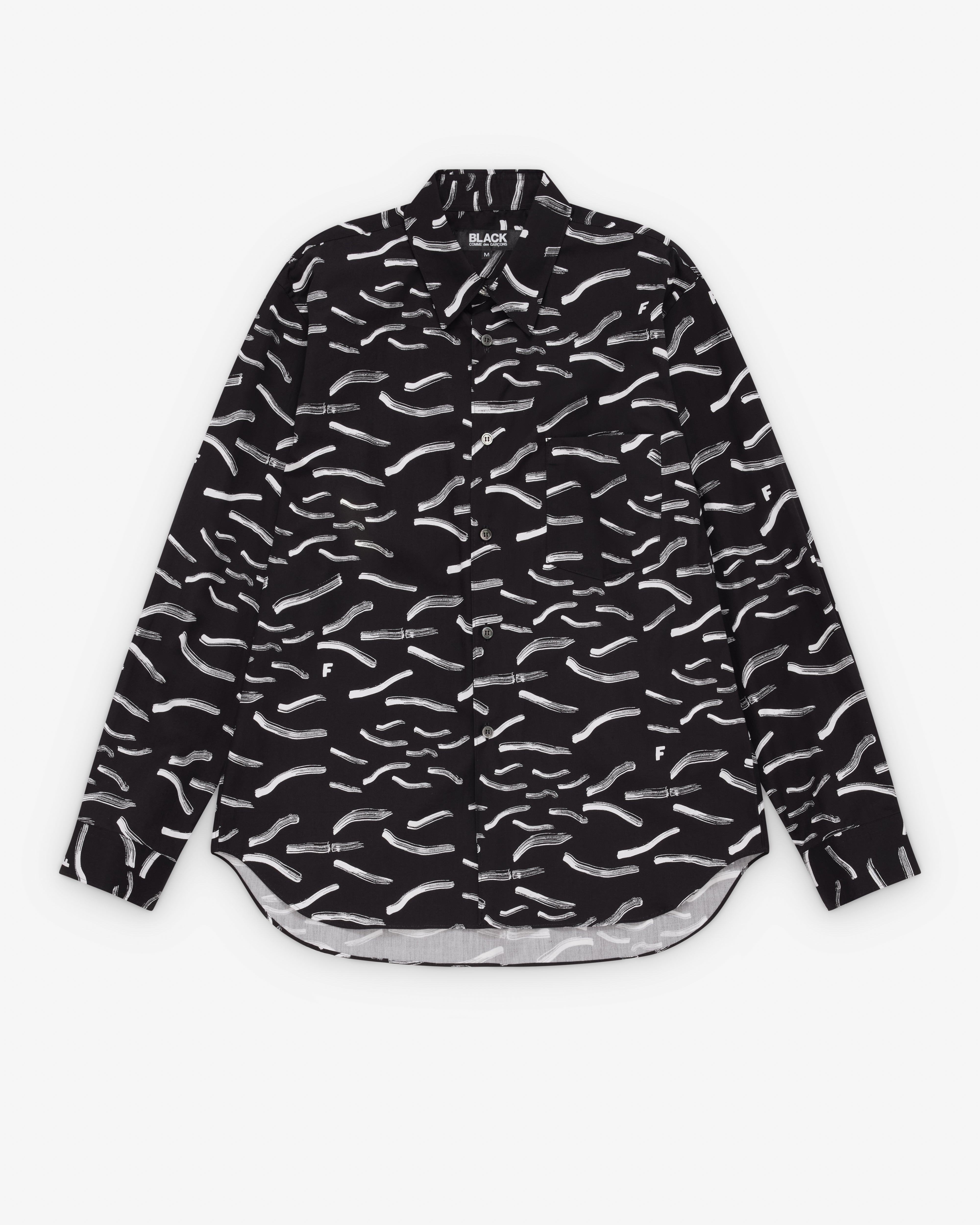 Black Comme des Garçons: Zip Cuff Shirt (Black/White) | Dover