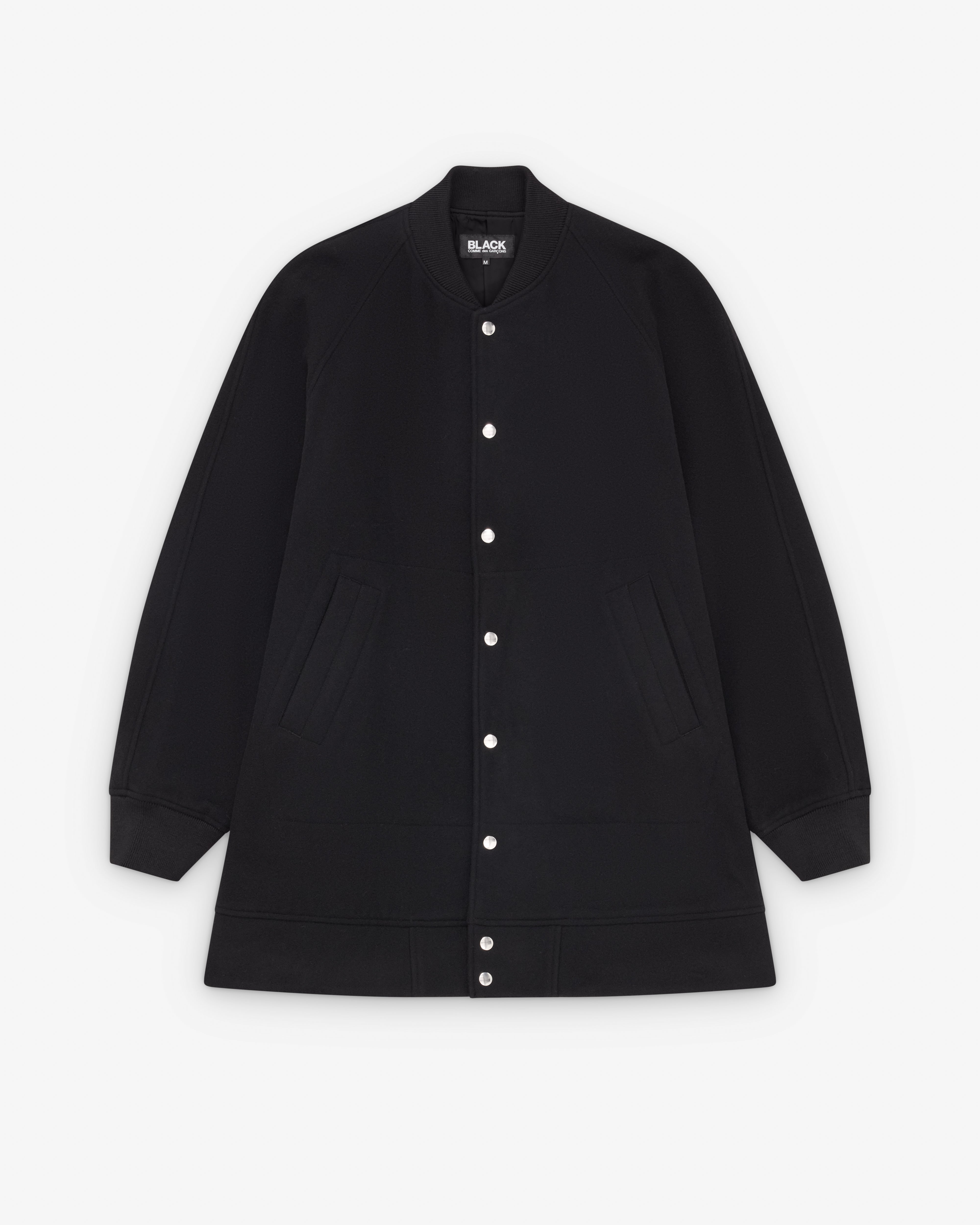 Black Comme des Garçons: Elongated Bomber Jacket (Black) | Dover