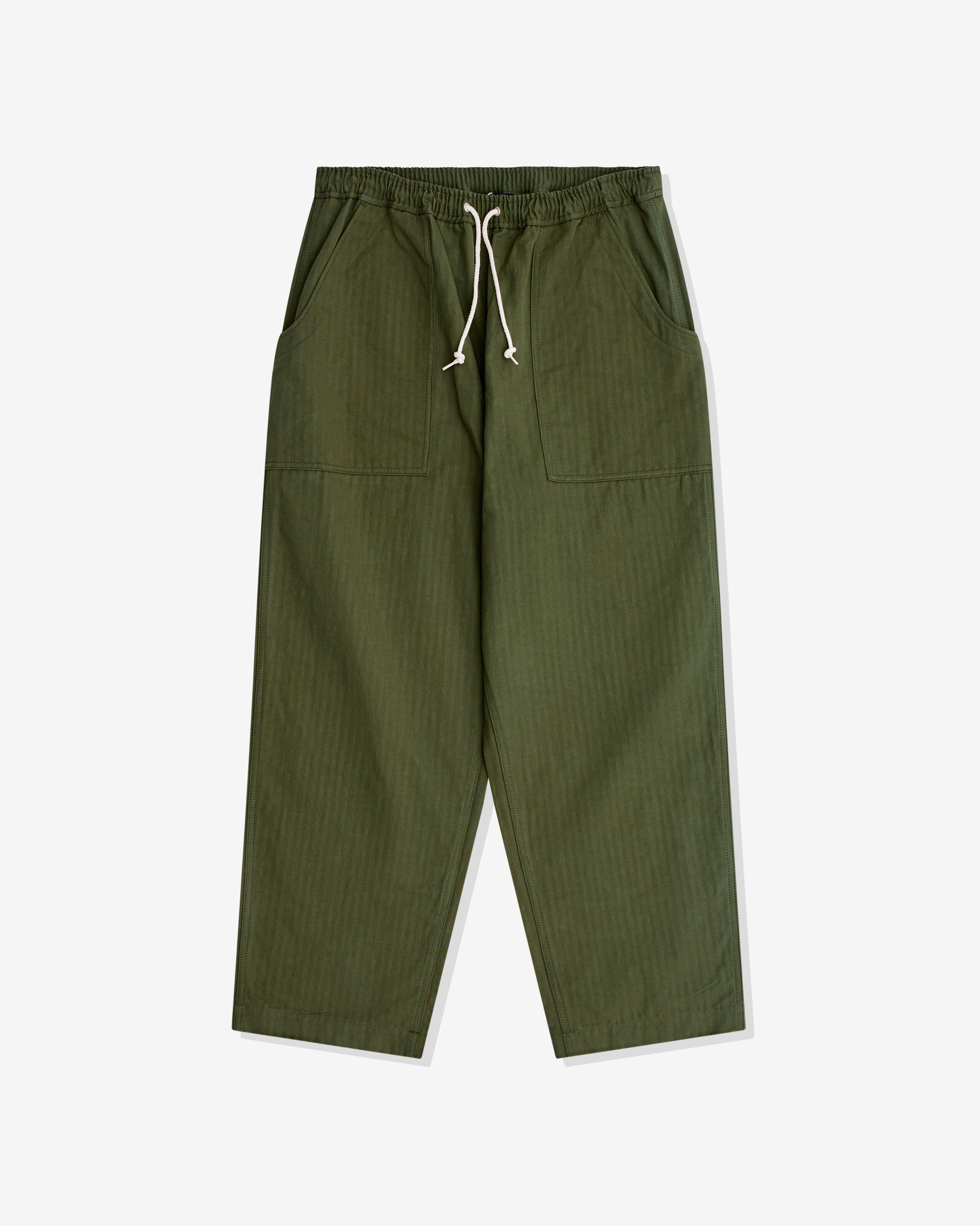 CDG Homme Men's Elasticated Waist Herringbone Trousers (Khaki)