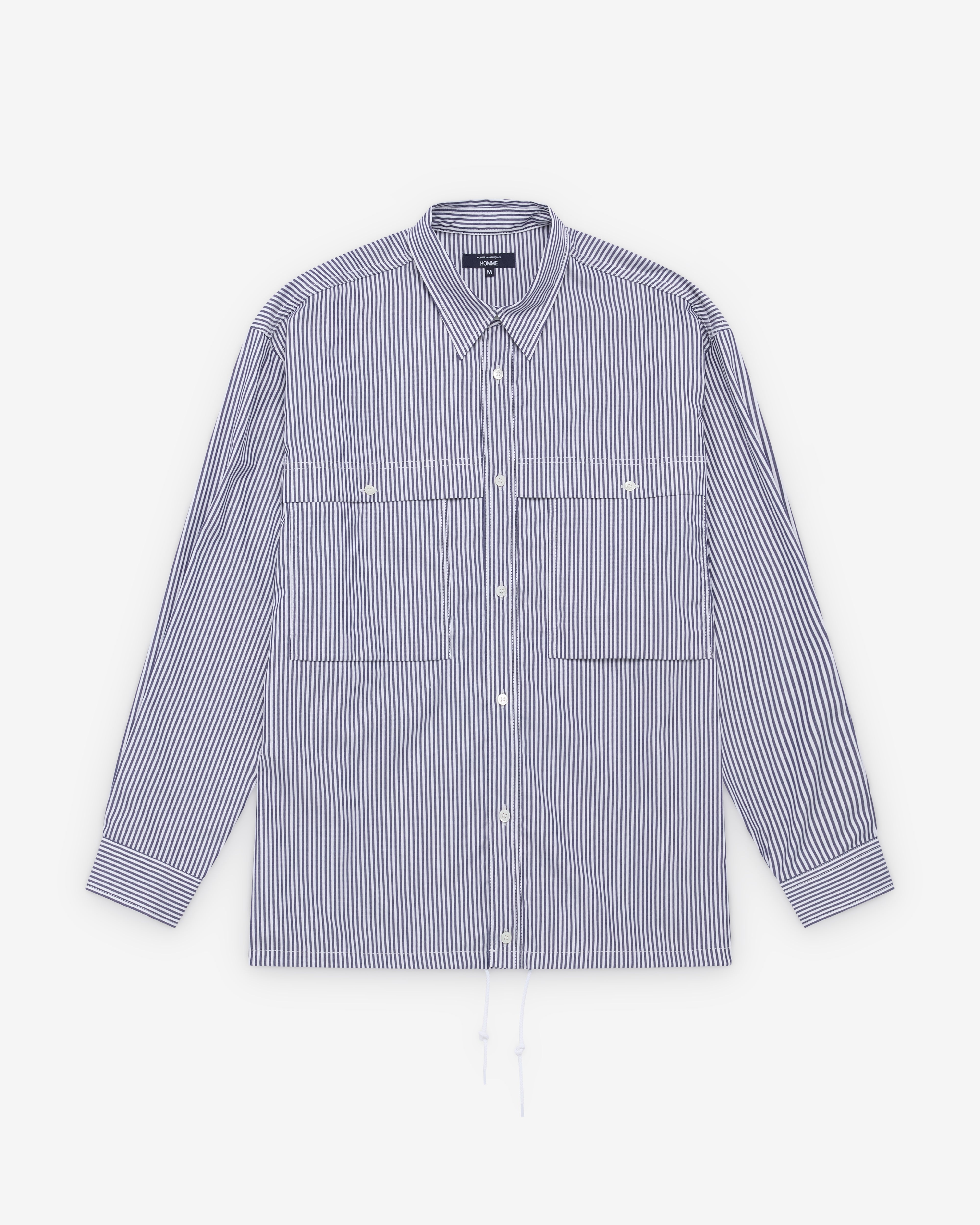 CDG Homme: Men's Striped Utility Shirt (Blue Stripe) | Dover