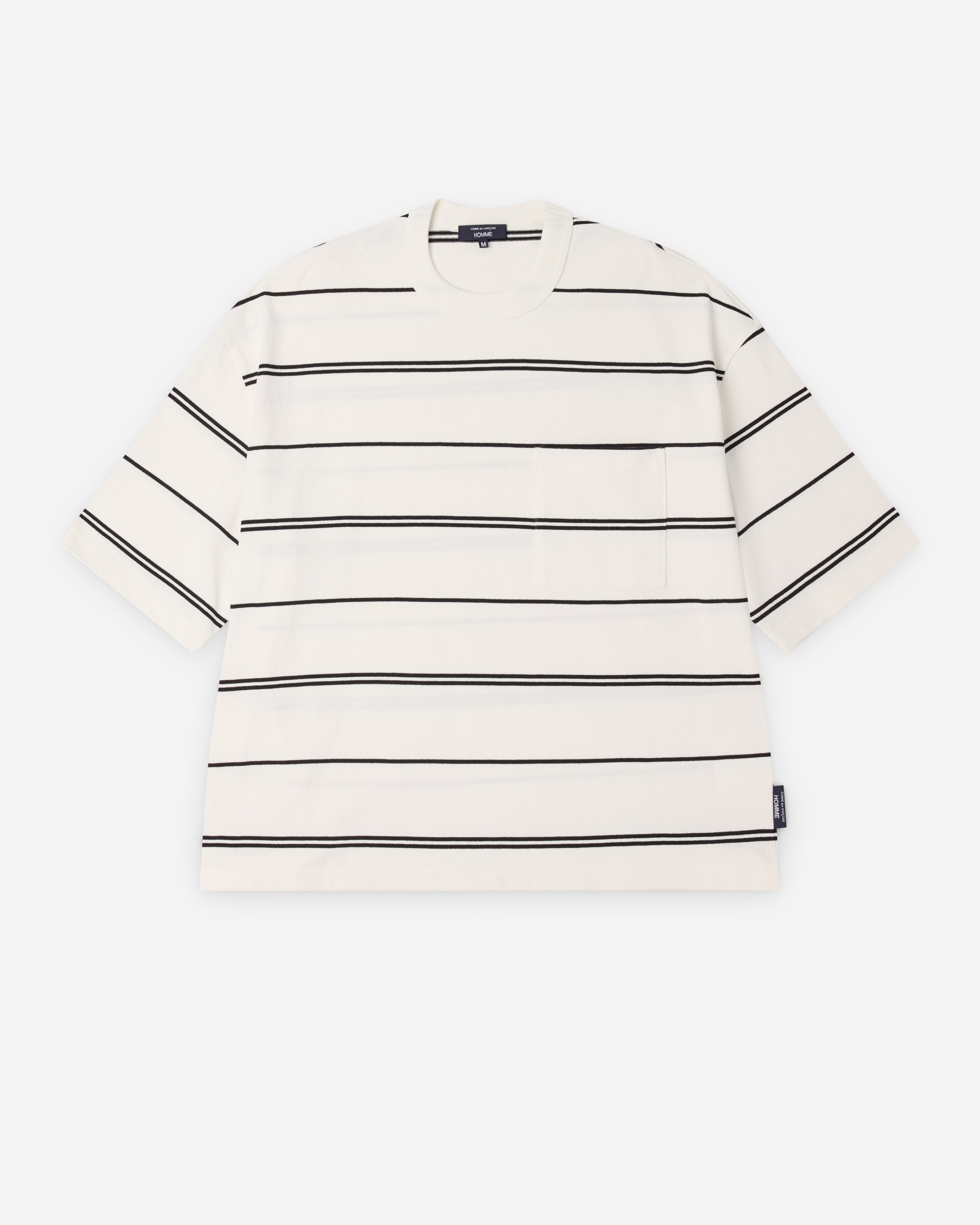 CDG Homme: Men's Striped T-Shirt (Off White/Black) | Dover Street