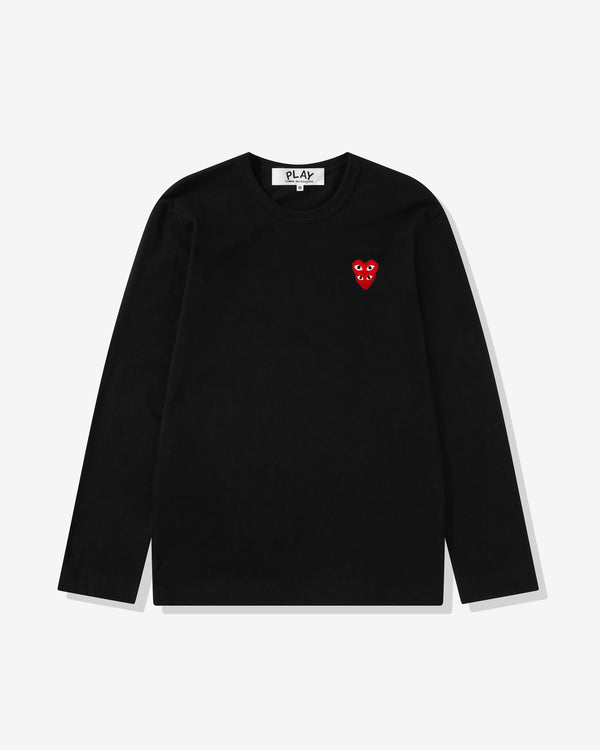 Play - Longsleeve T-Shirt with Double Red Heart - (Black)