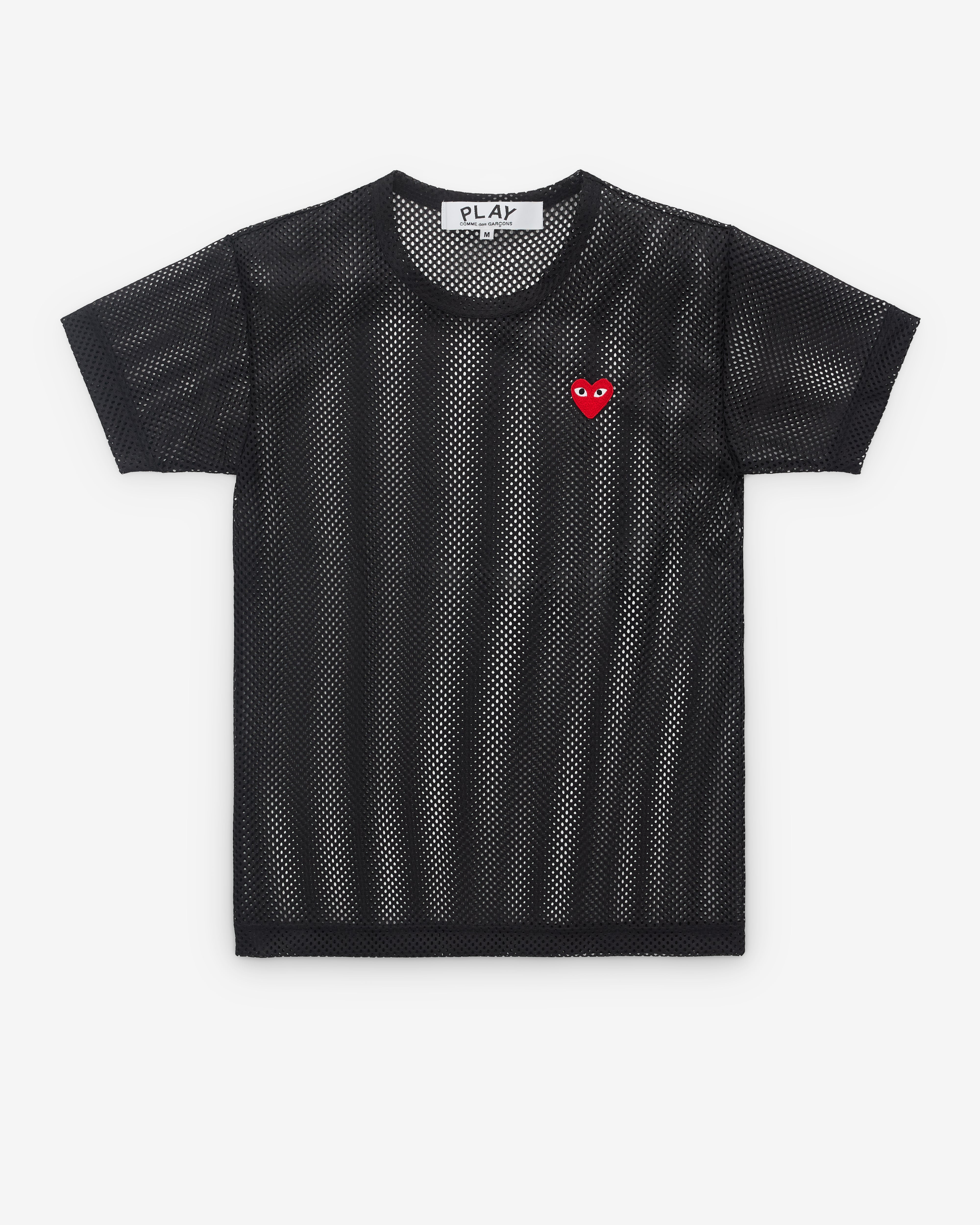 Play: Mesh T-Shirt Red Heart (Black) | Dover Street Market London