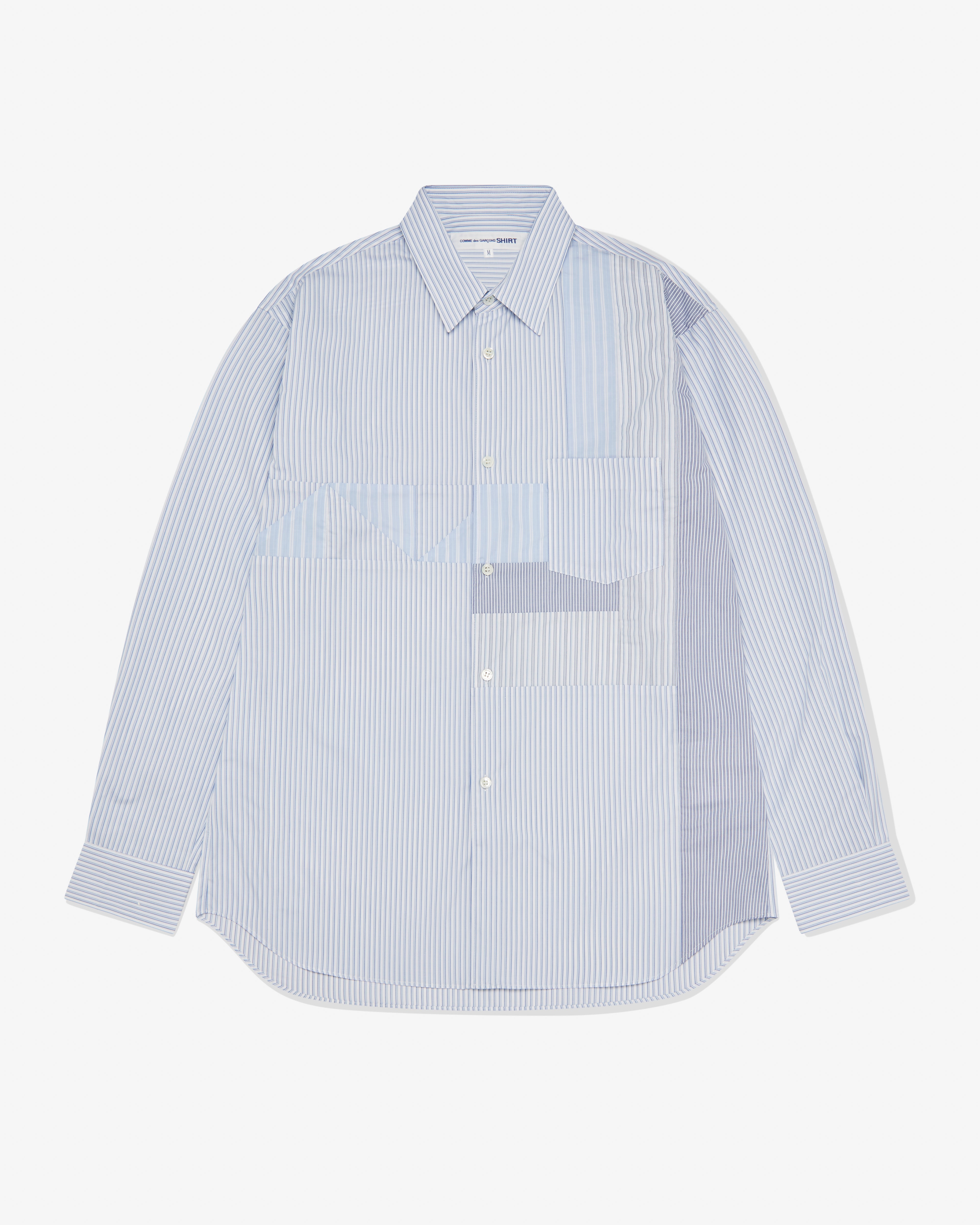 CDG Shirt Forever Classic Fit Patchwork Shirt (Stripe 1/Mix)