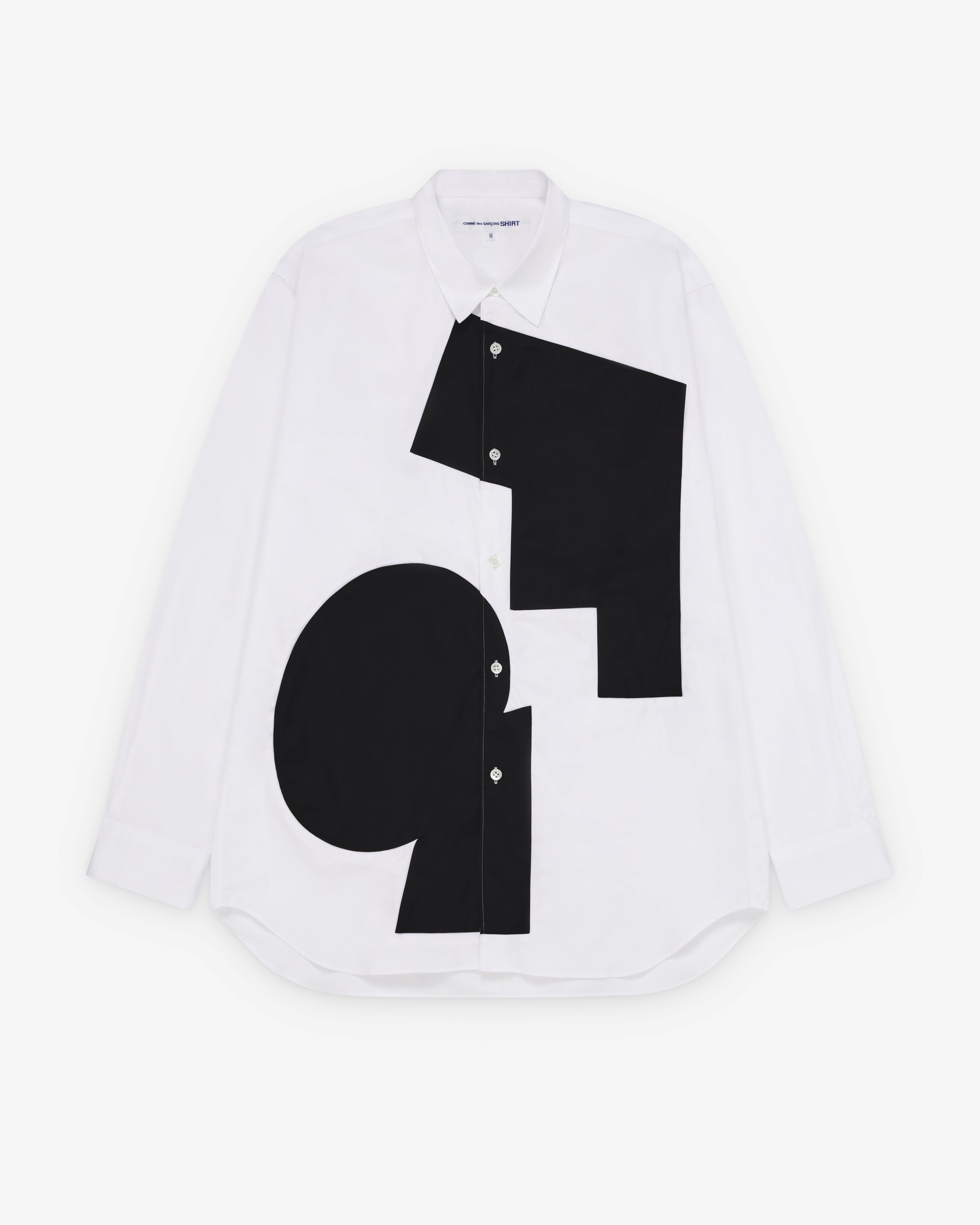 CDG Shirt: Men's Graphic Panel Shirt (White/Black) | Dover Street