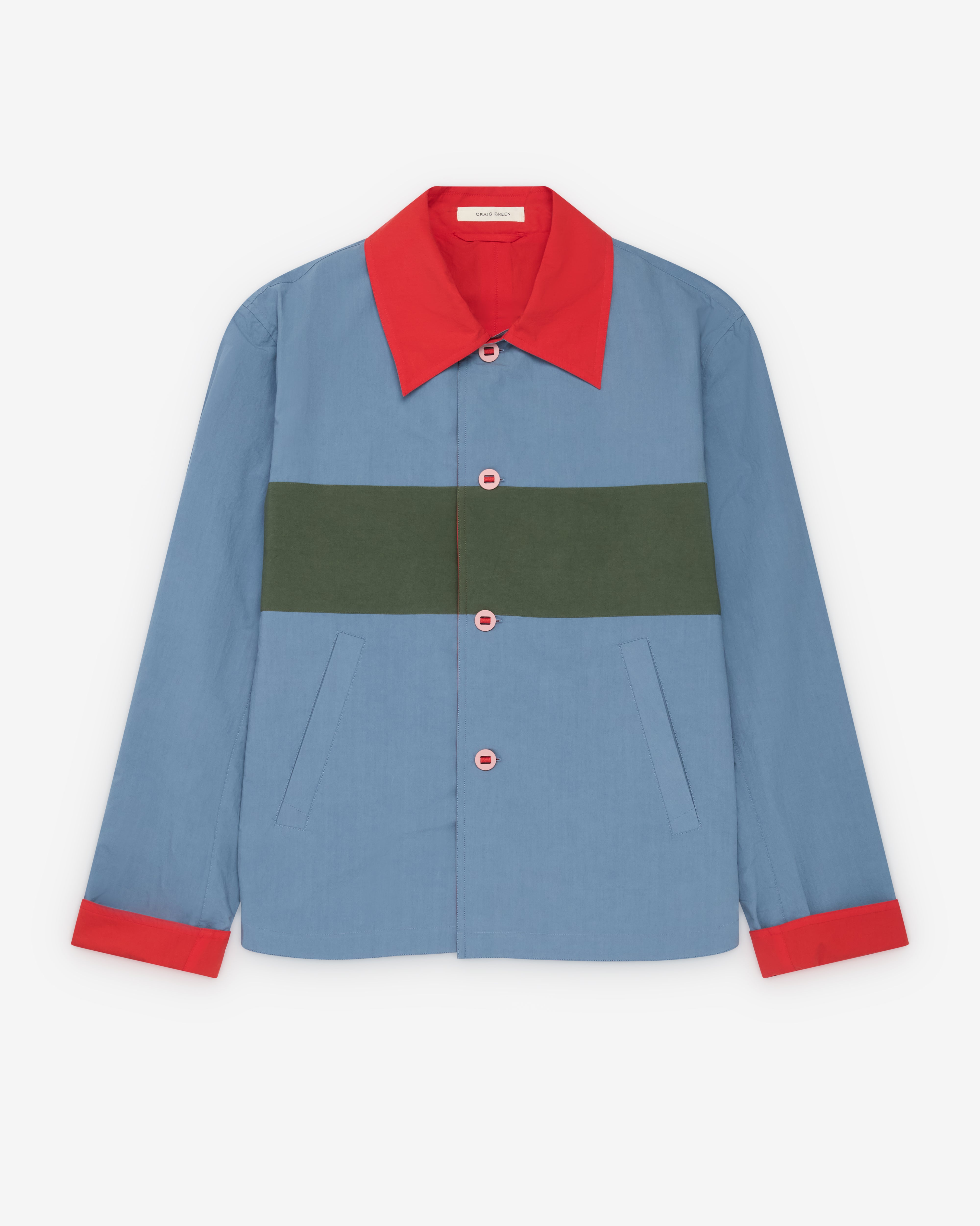 Craig Green: Men's Reversible Worker Jacket (Mid Blue/Red) | Dover