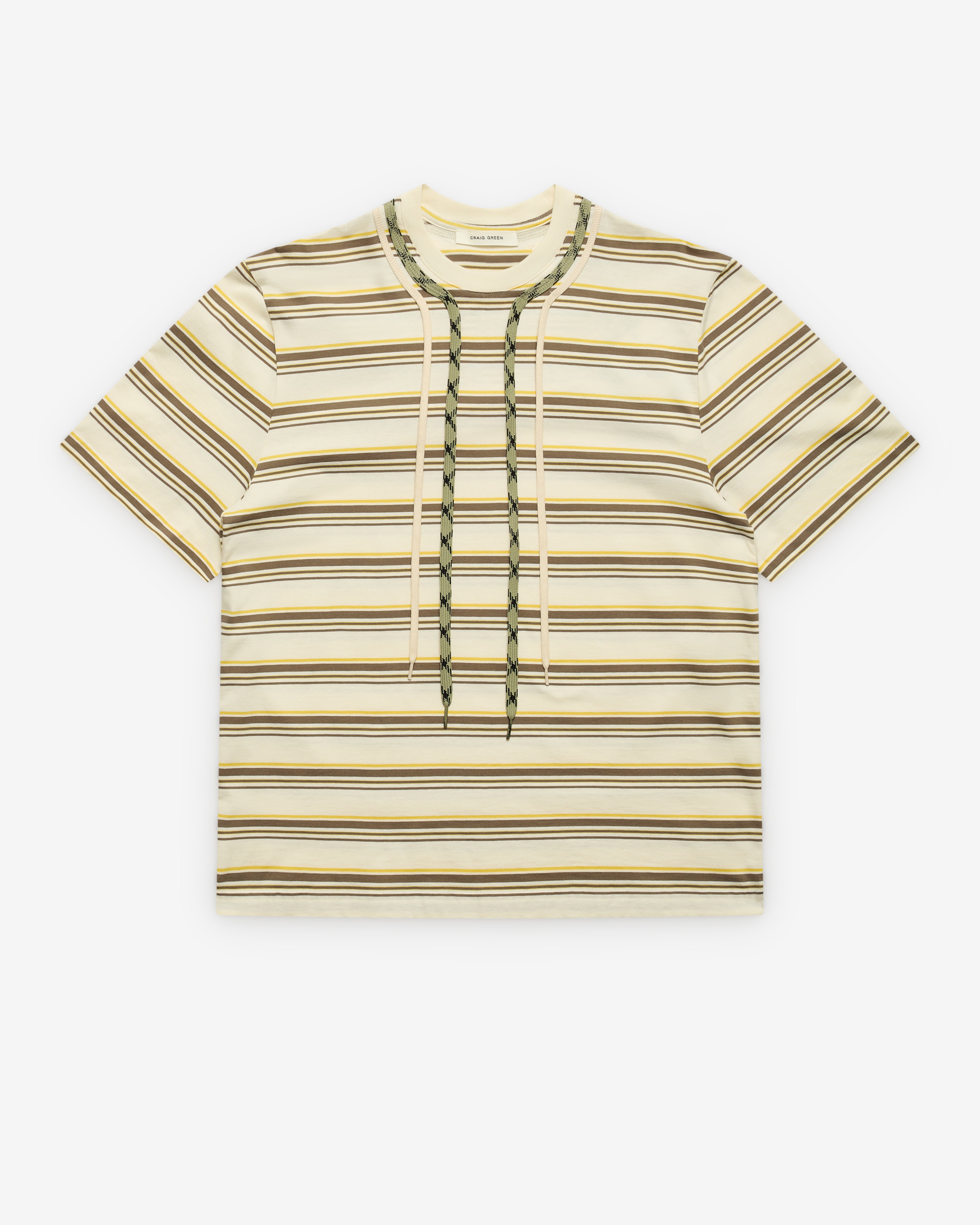 Craig Green: Men's Trek-Lace T-Shirt (Ecru Stripe) | Dover Street