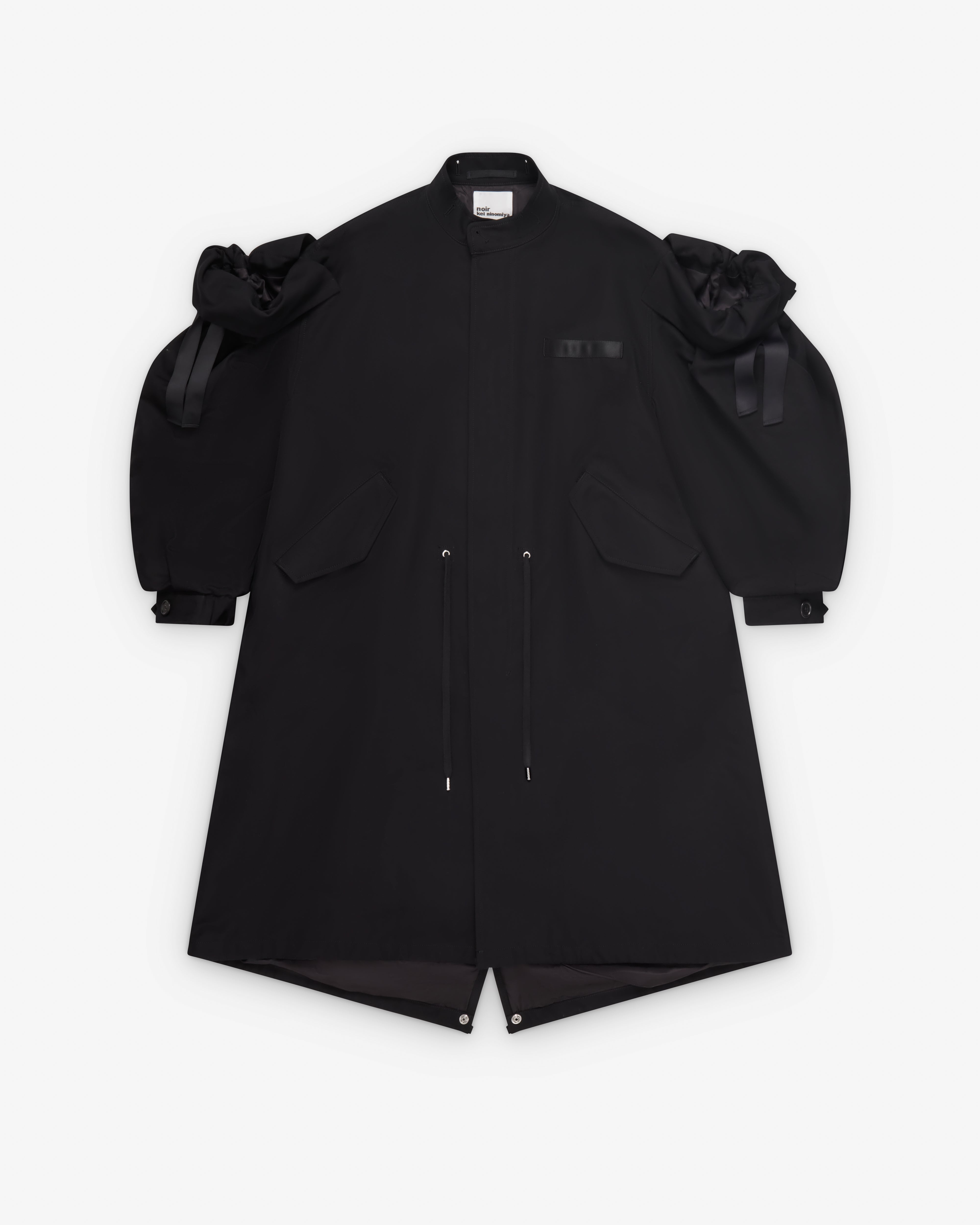 Noir Kei Ninomiya: Women's Fishtail Ribbon Parka (Black) | Dover