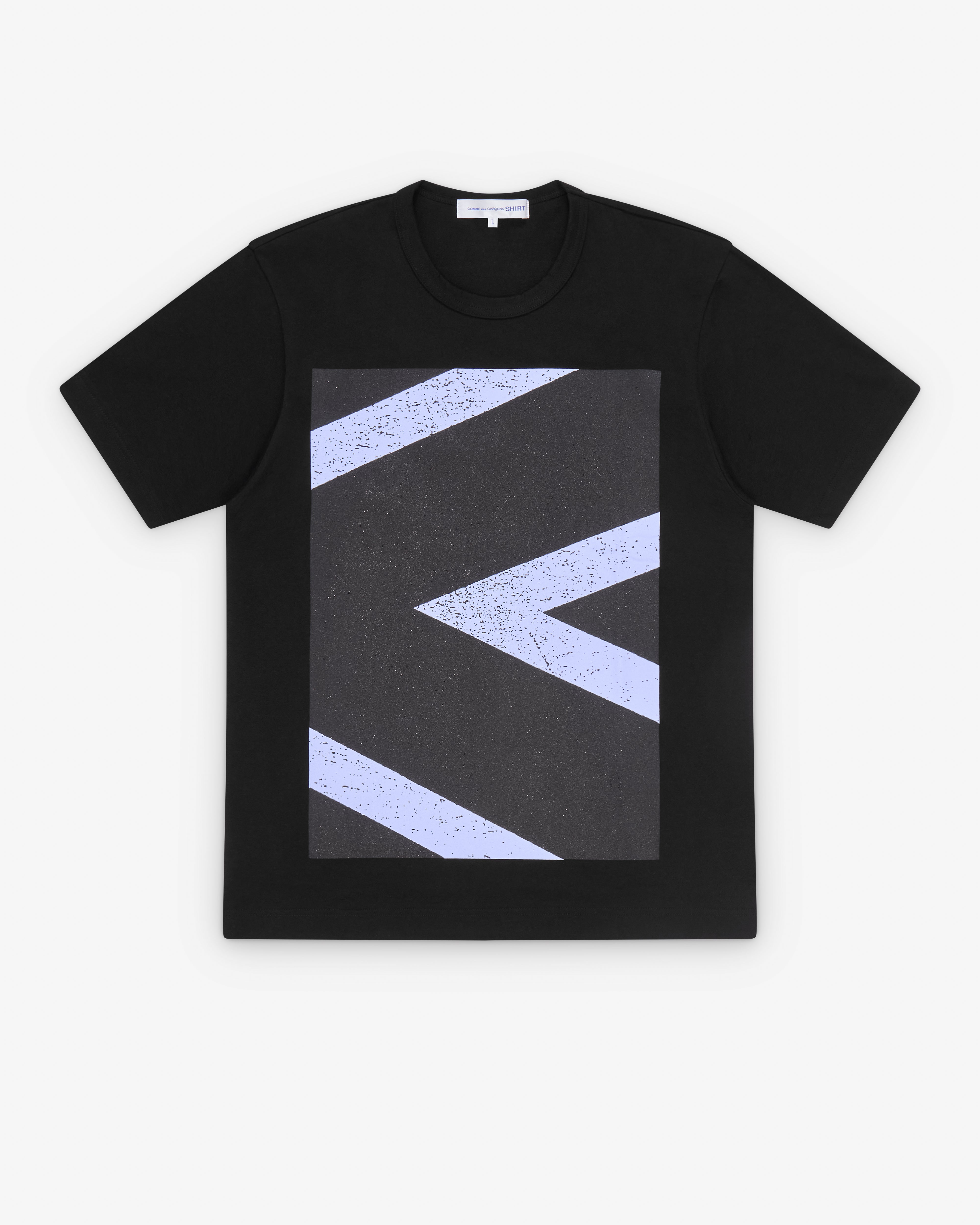 CDG Shirt: Men's Graphic Pattern T-Shirt (Black) | Dover Street