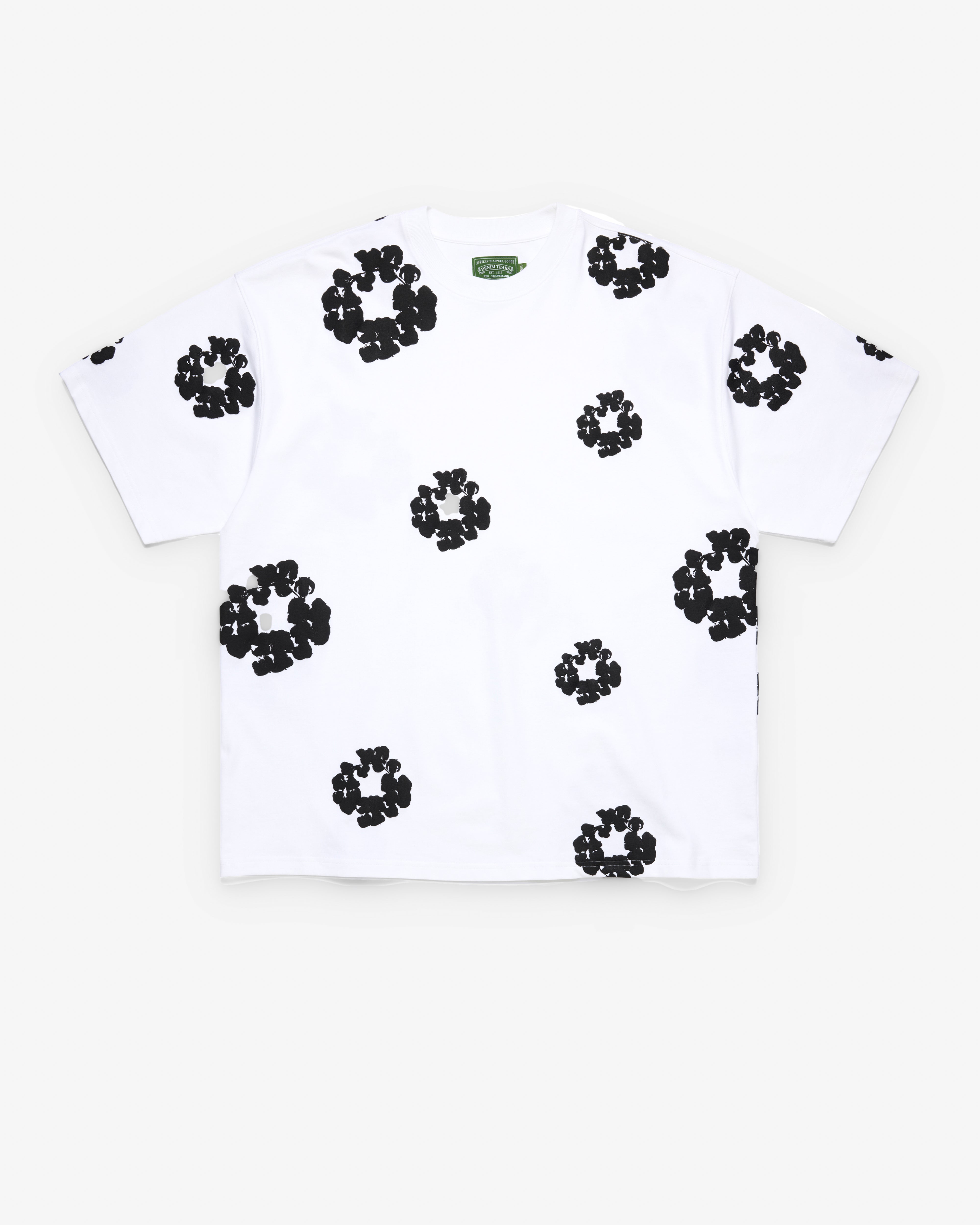 Denim Tears: Men's Cotton Wreath Tall Tee (White) | Dover Street