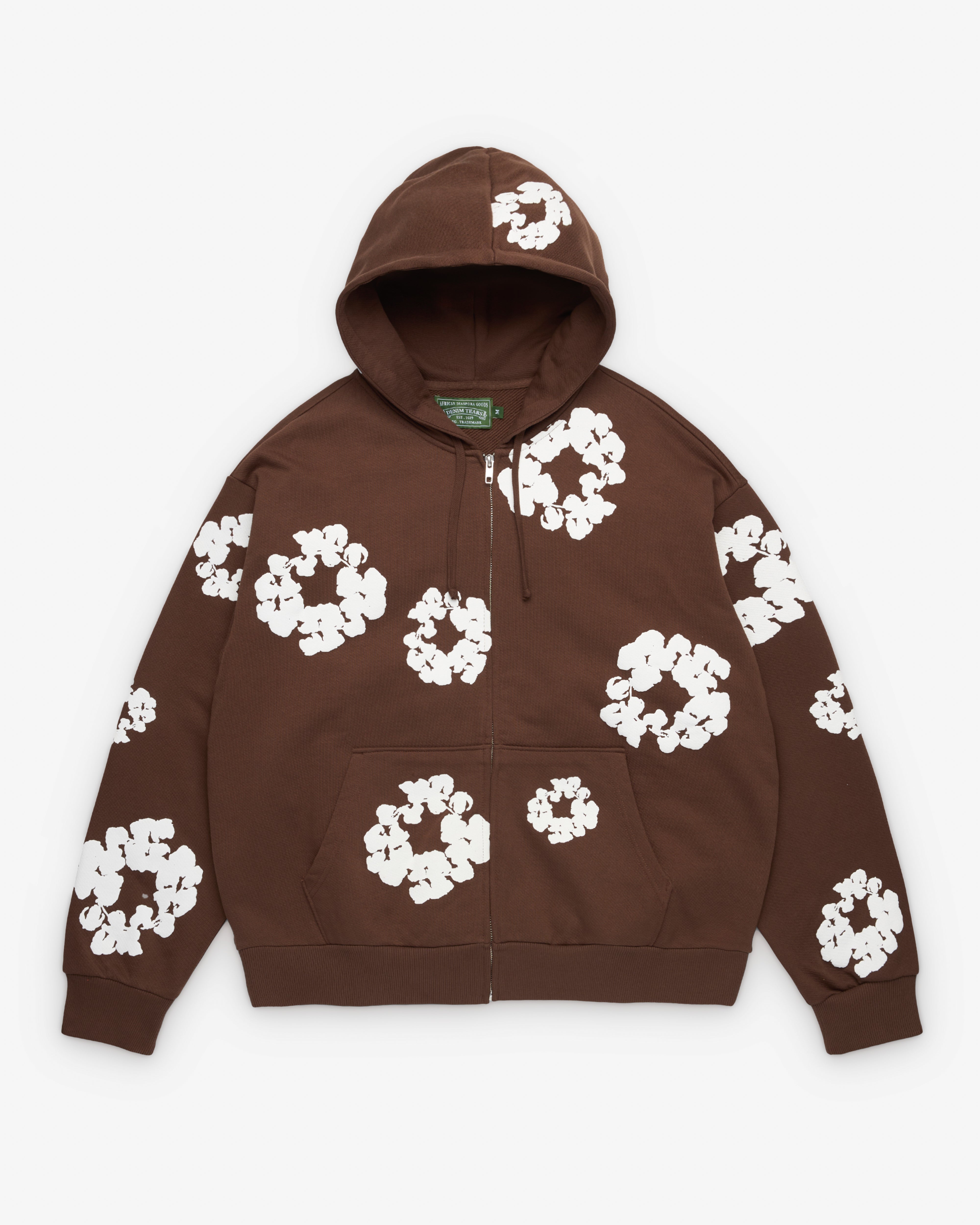Denim Tears: Men's Cotton Wreath Zip Hoodie (Brown) | Dover Street