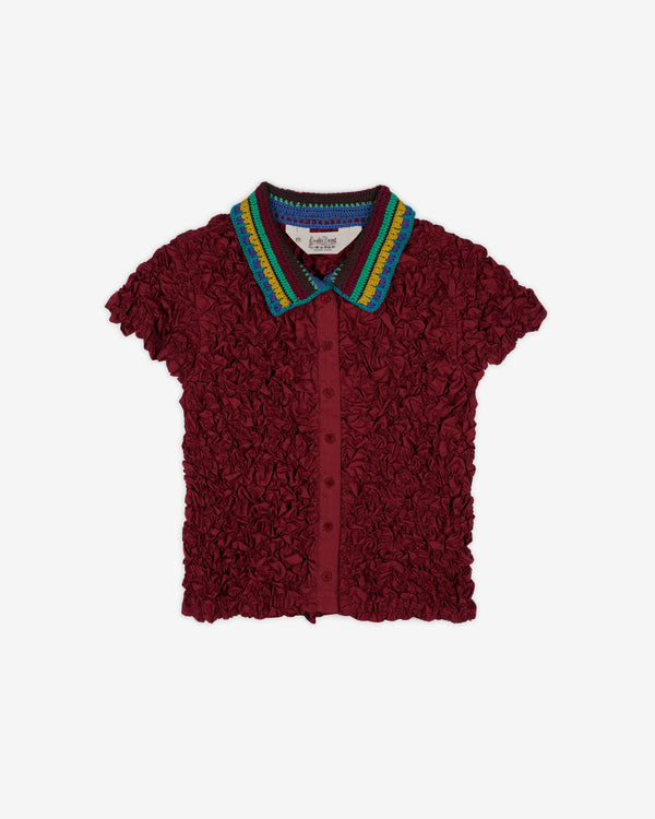 Brain Dead - Women's Crochet Collared Kass Shirt - (Plum)