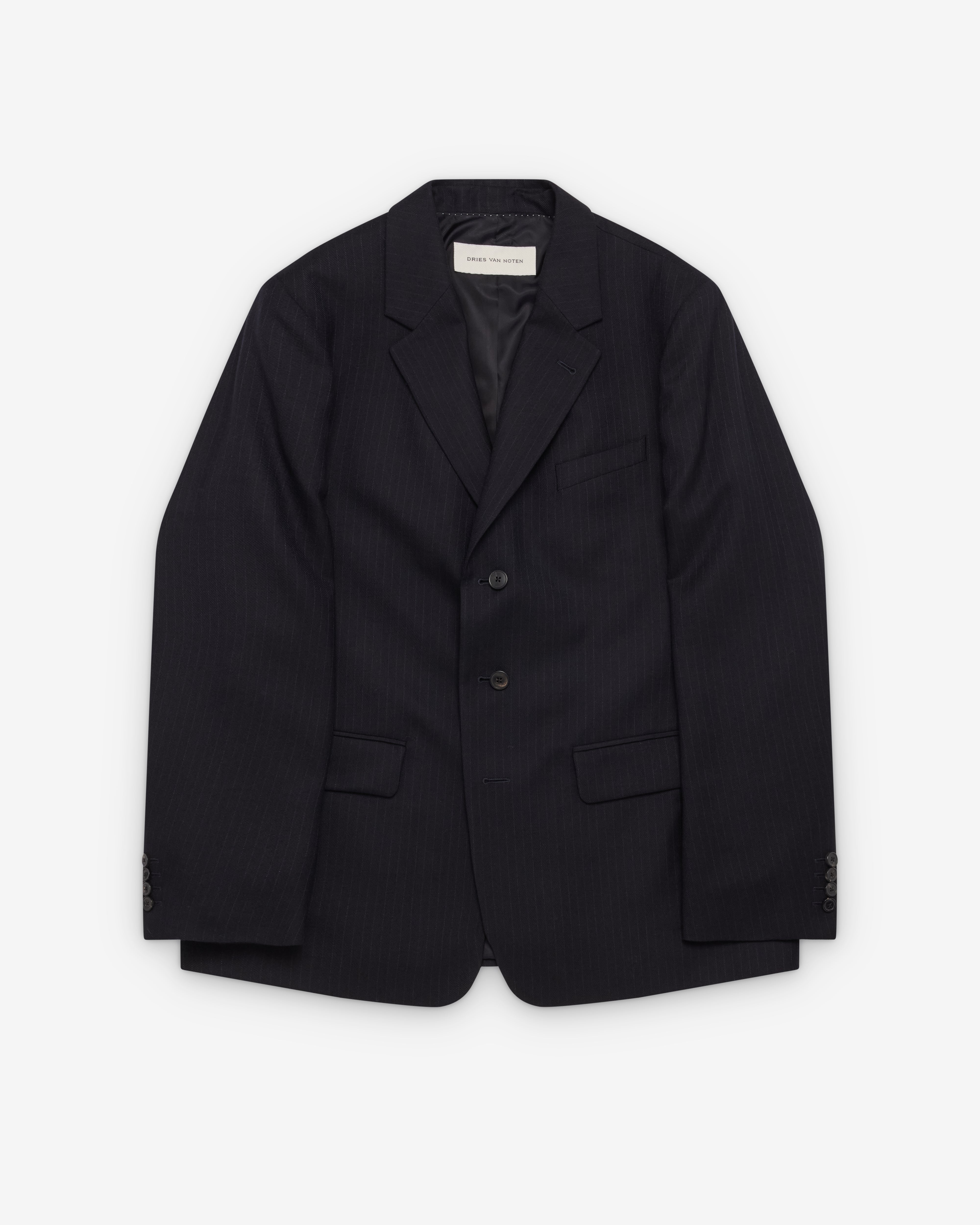 Dries Van Noten: Men's Jacket (Navy Stripe) | Dover Street Market